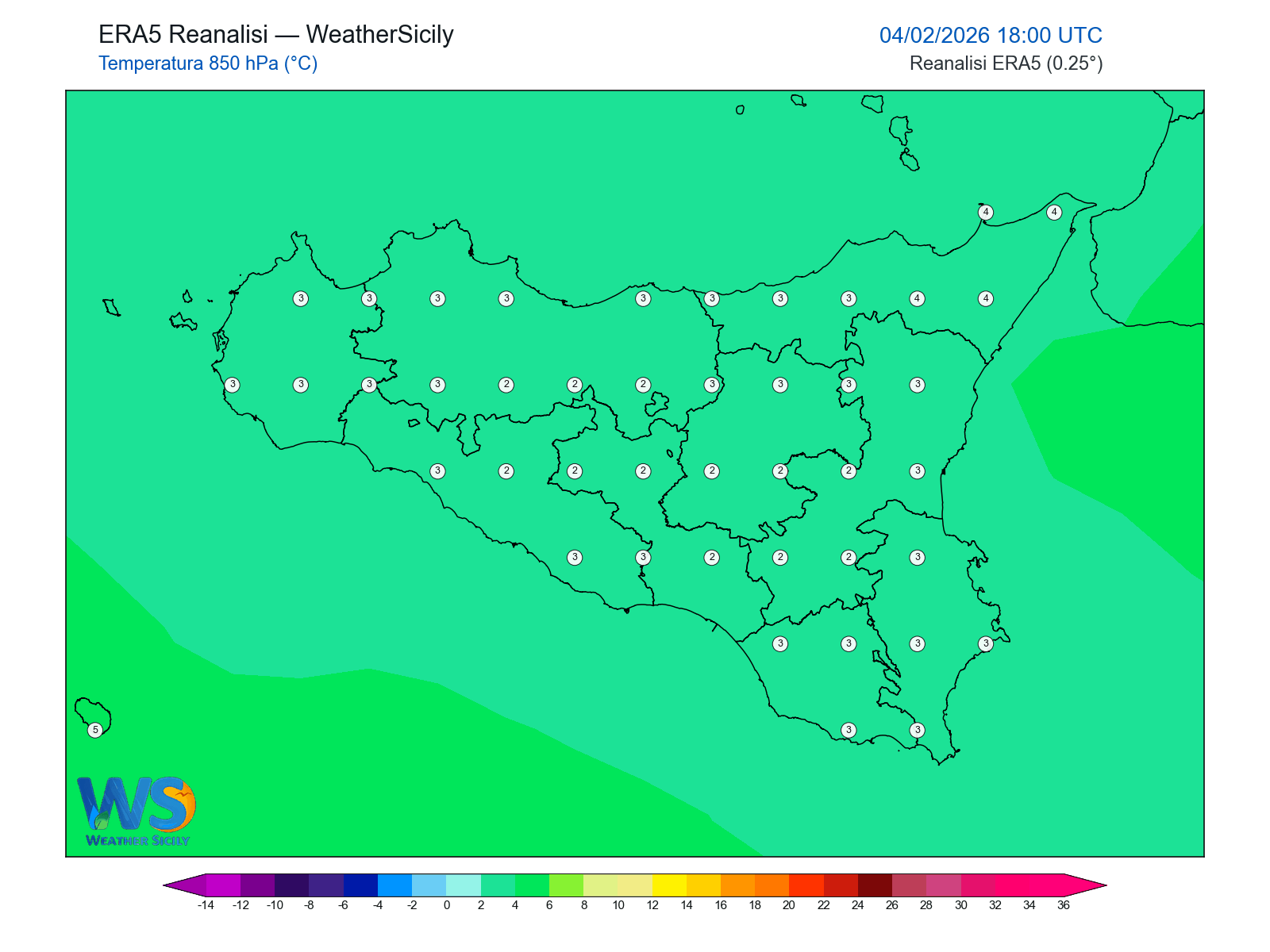 Temperatura a 850 hPa · 2026020418