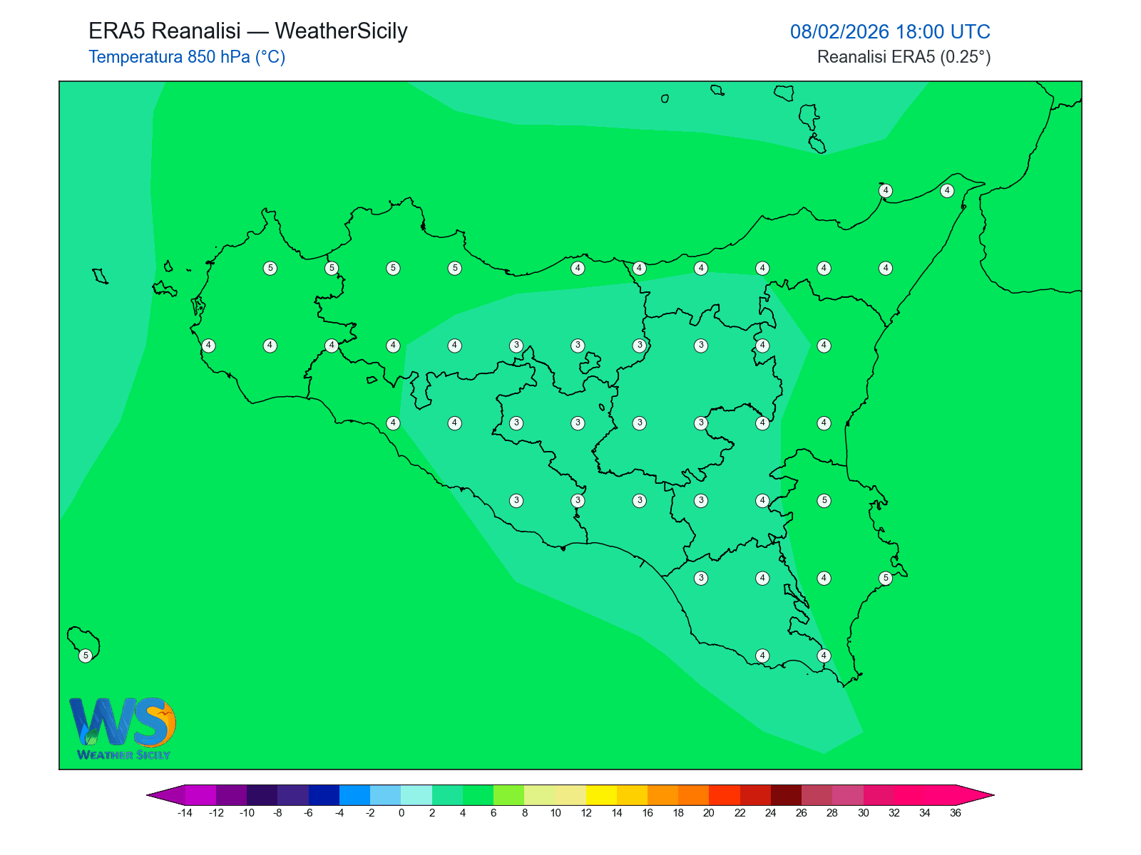 Temperatura a 850 hPa · 2026020818