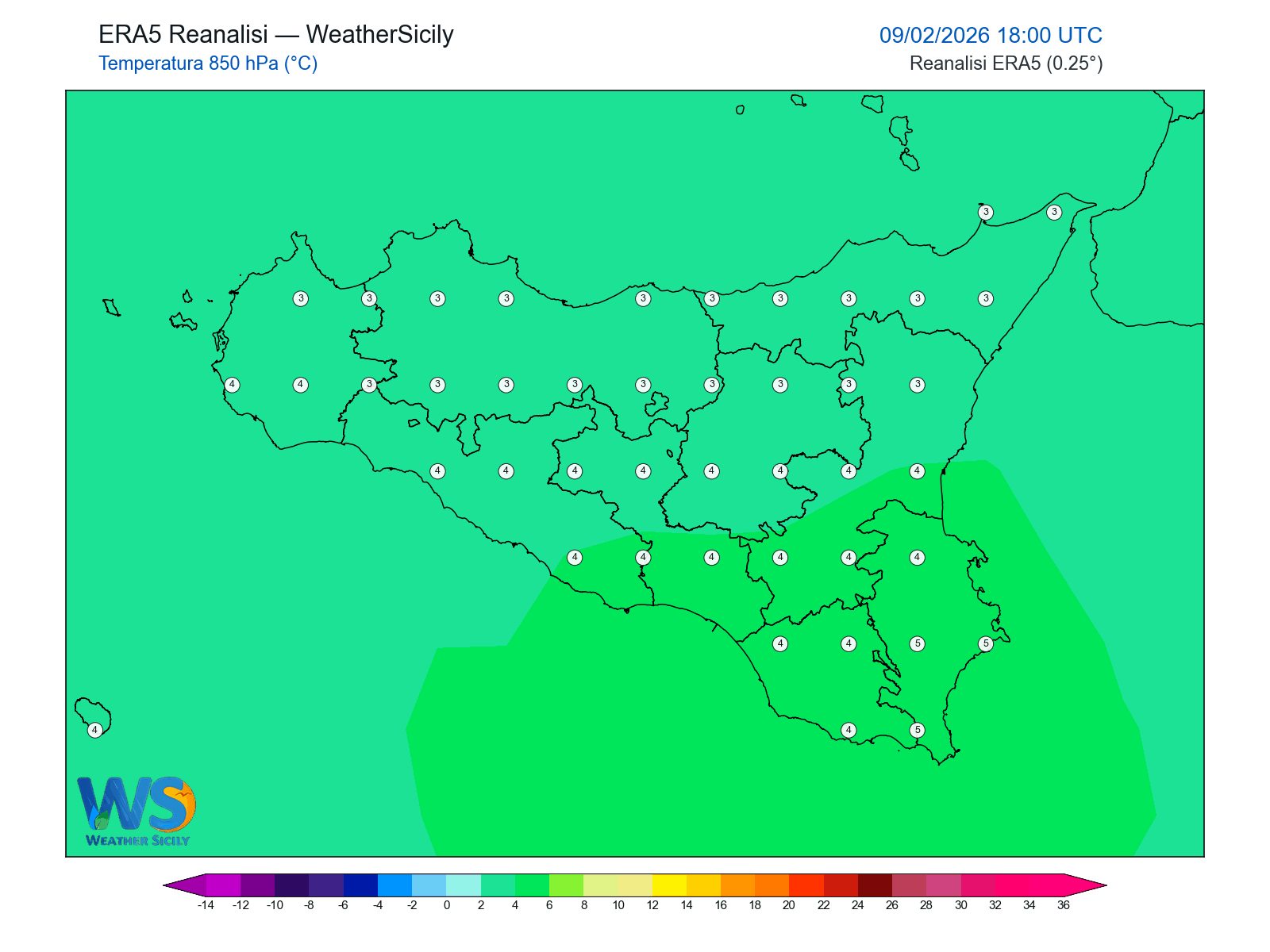 Temperatura a 850 hPa · 2026020918
