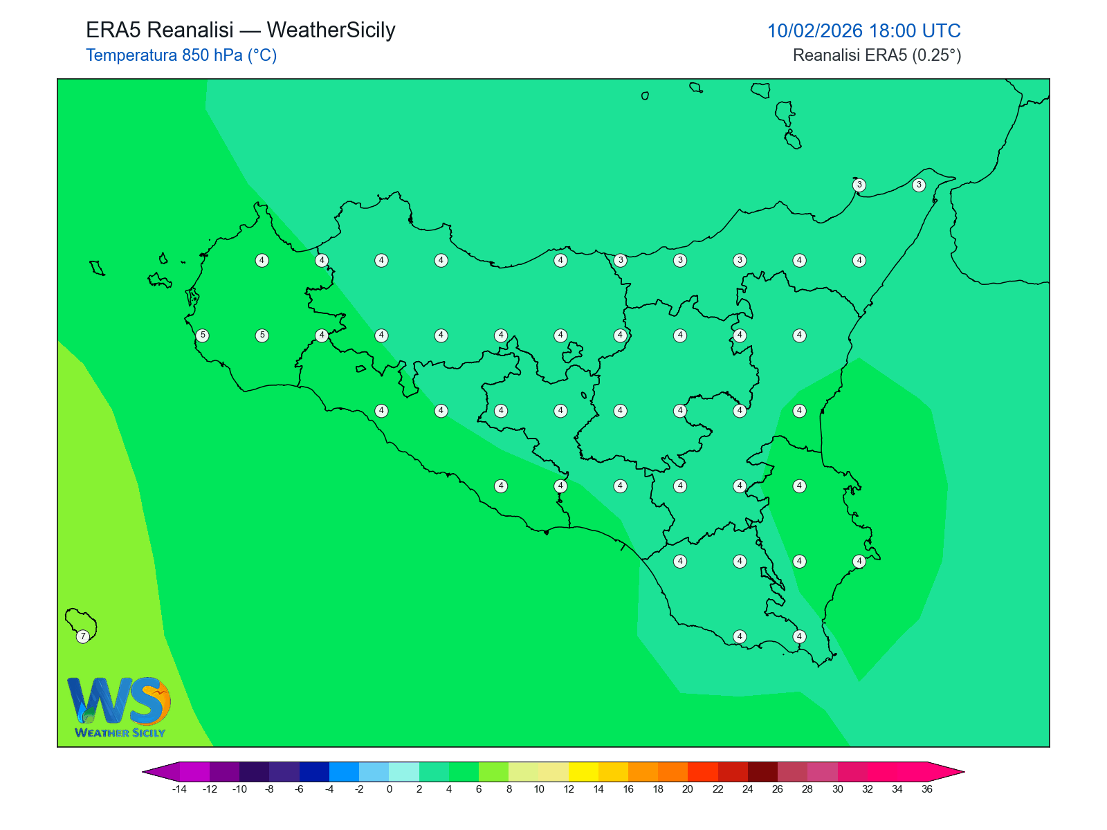 Temperatura a 850 hPa · 2026021018