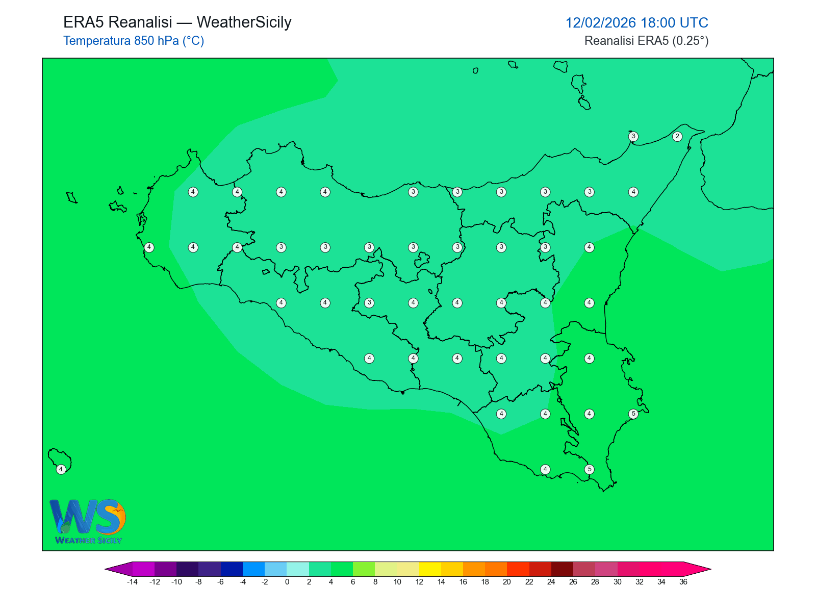 Temperatura a 850 hPa · 2026021218