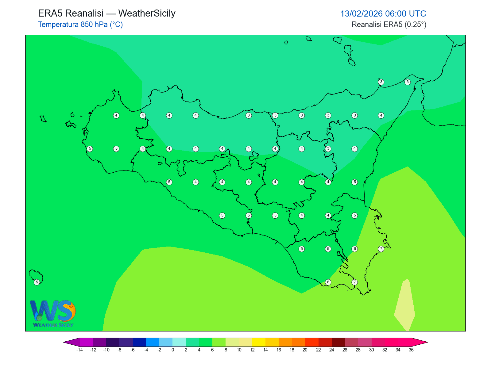 Temperatura a 850 hPa · 2026021306