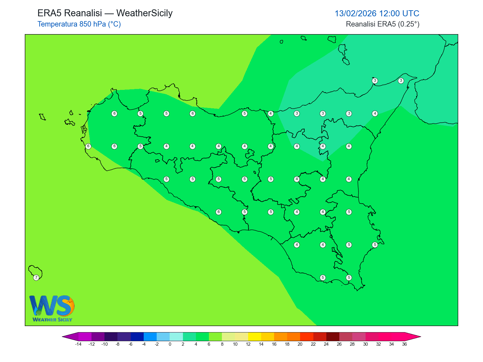 Temperatura a 850 hPa · 2026021312