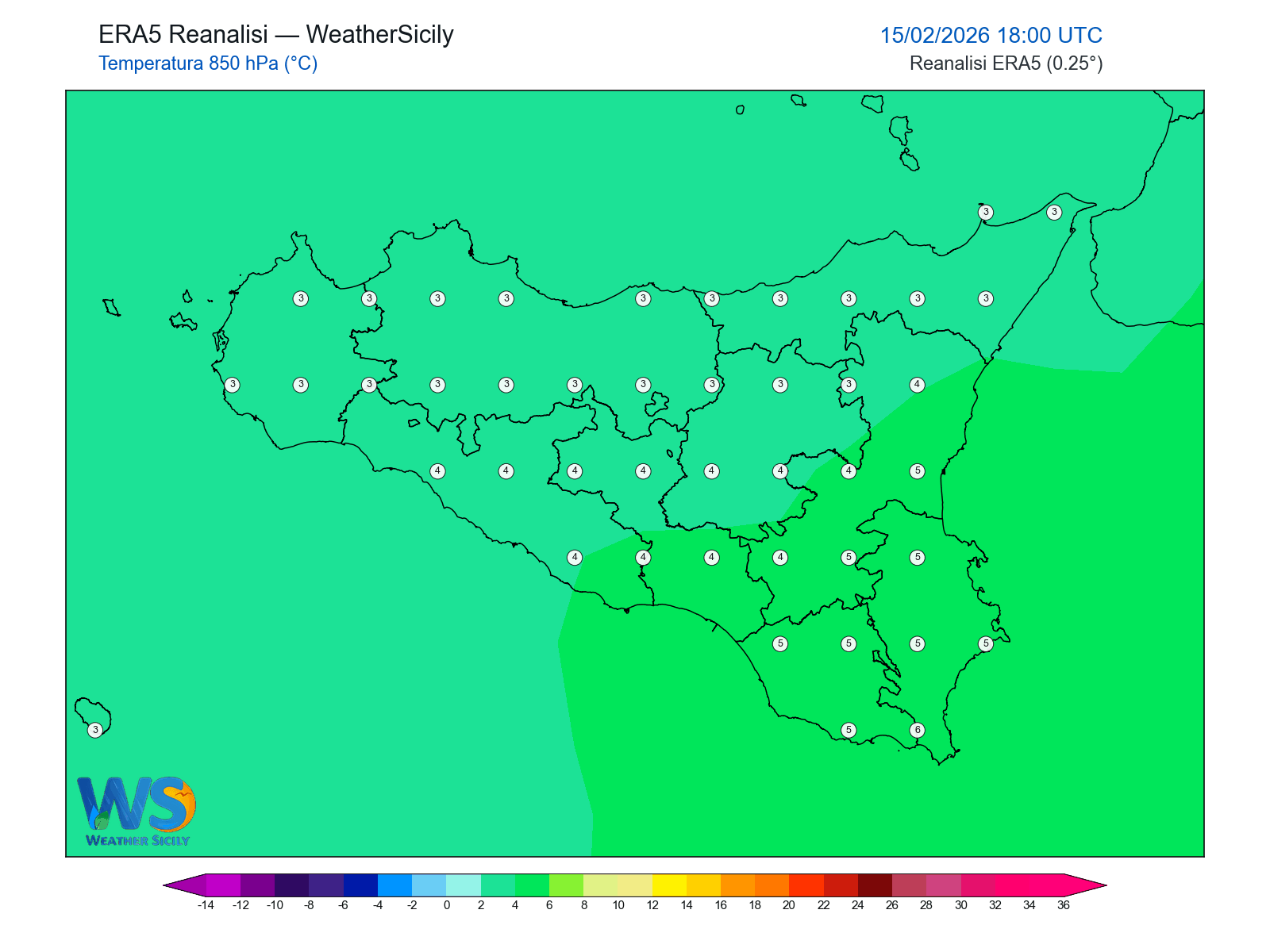 Temperatura a 850 hPa · 2026021518