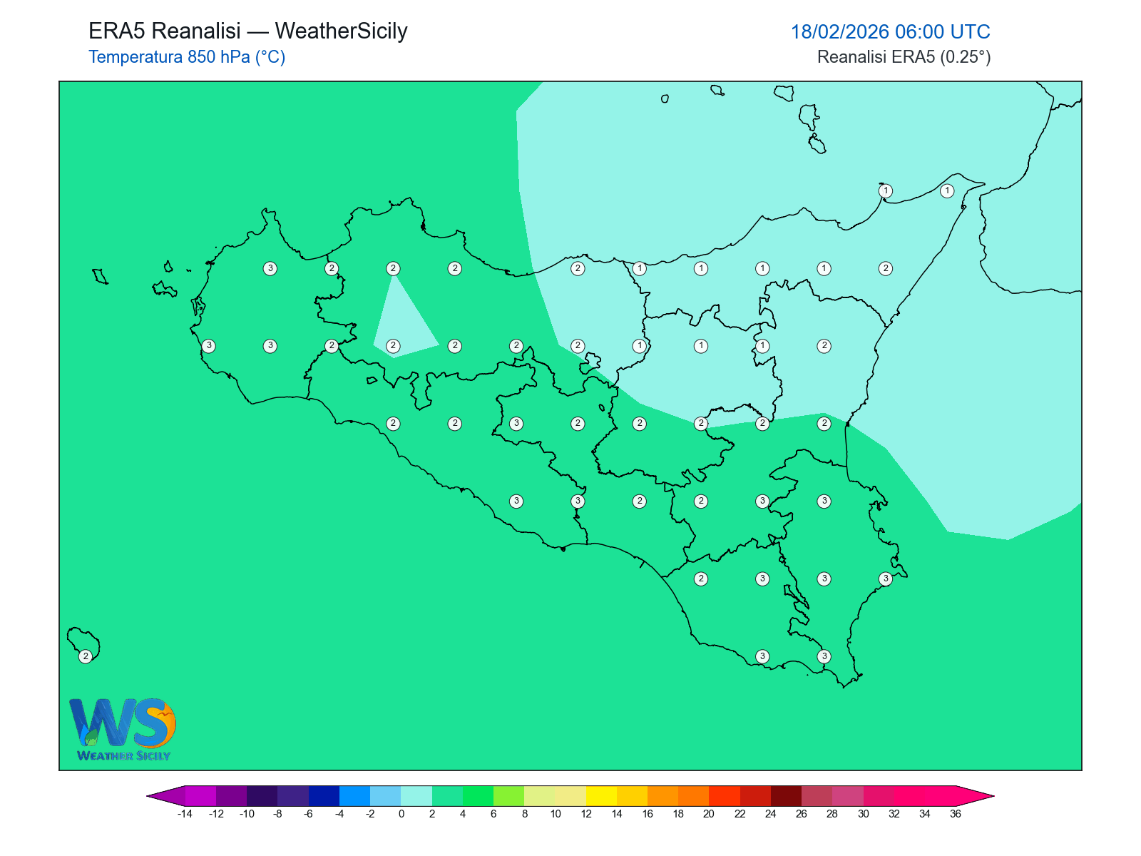 Temperatura a 850 hPa · 2026021806