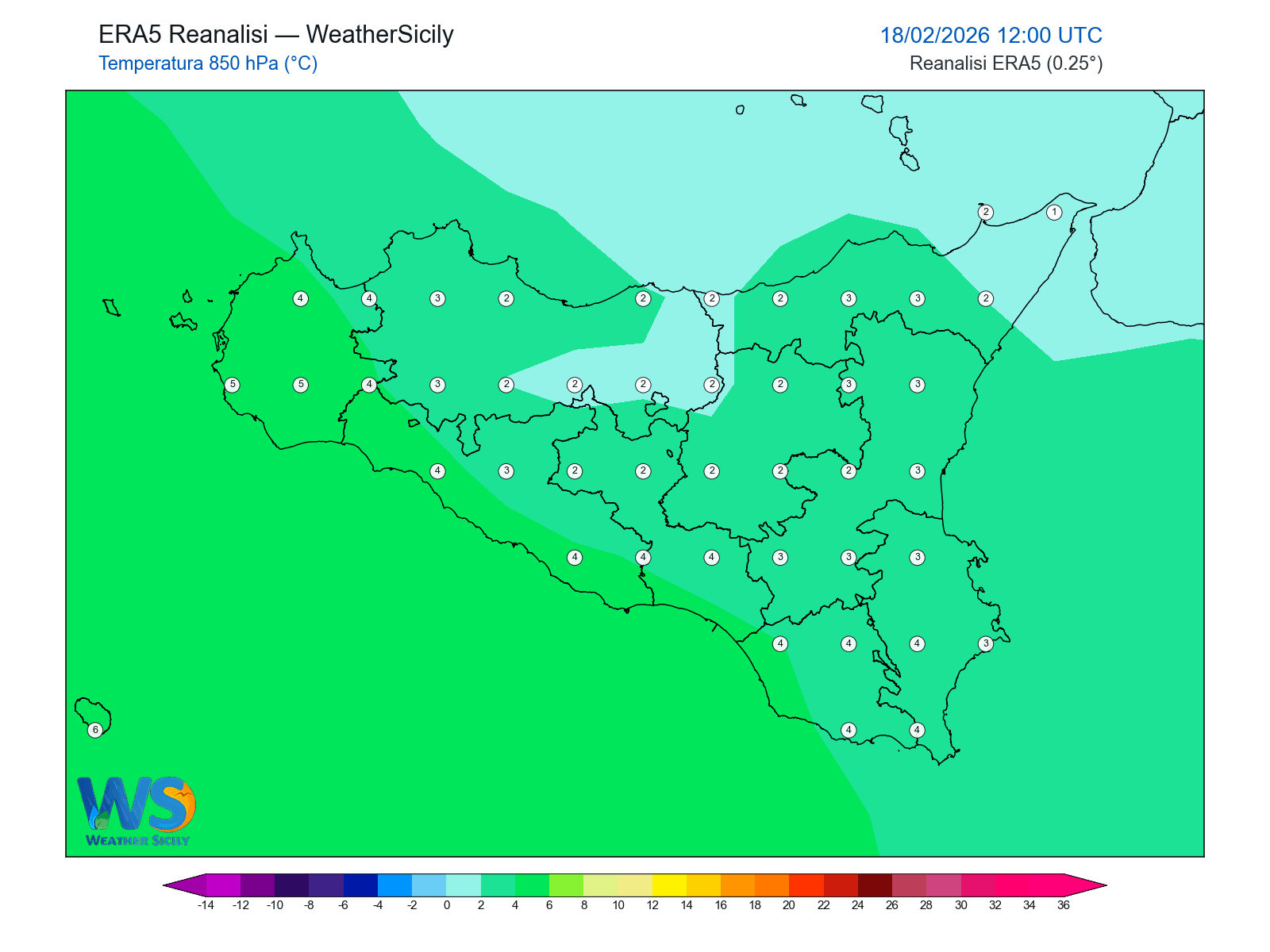 Temperatura a 850 hPa · 2026021812