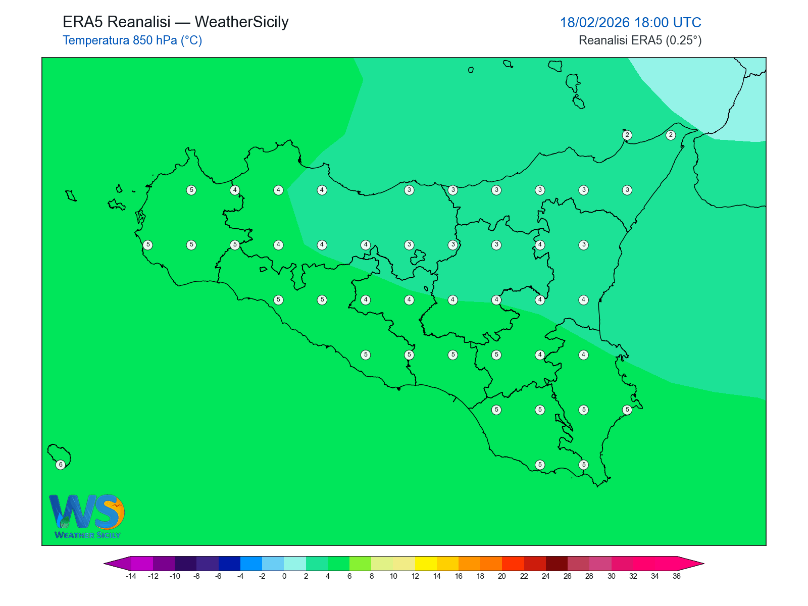 Temperatura a 850 hPa · 2026021818
