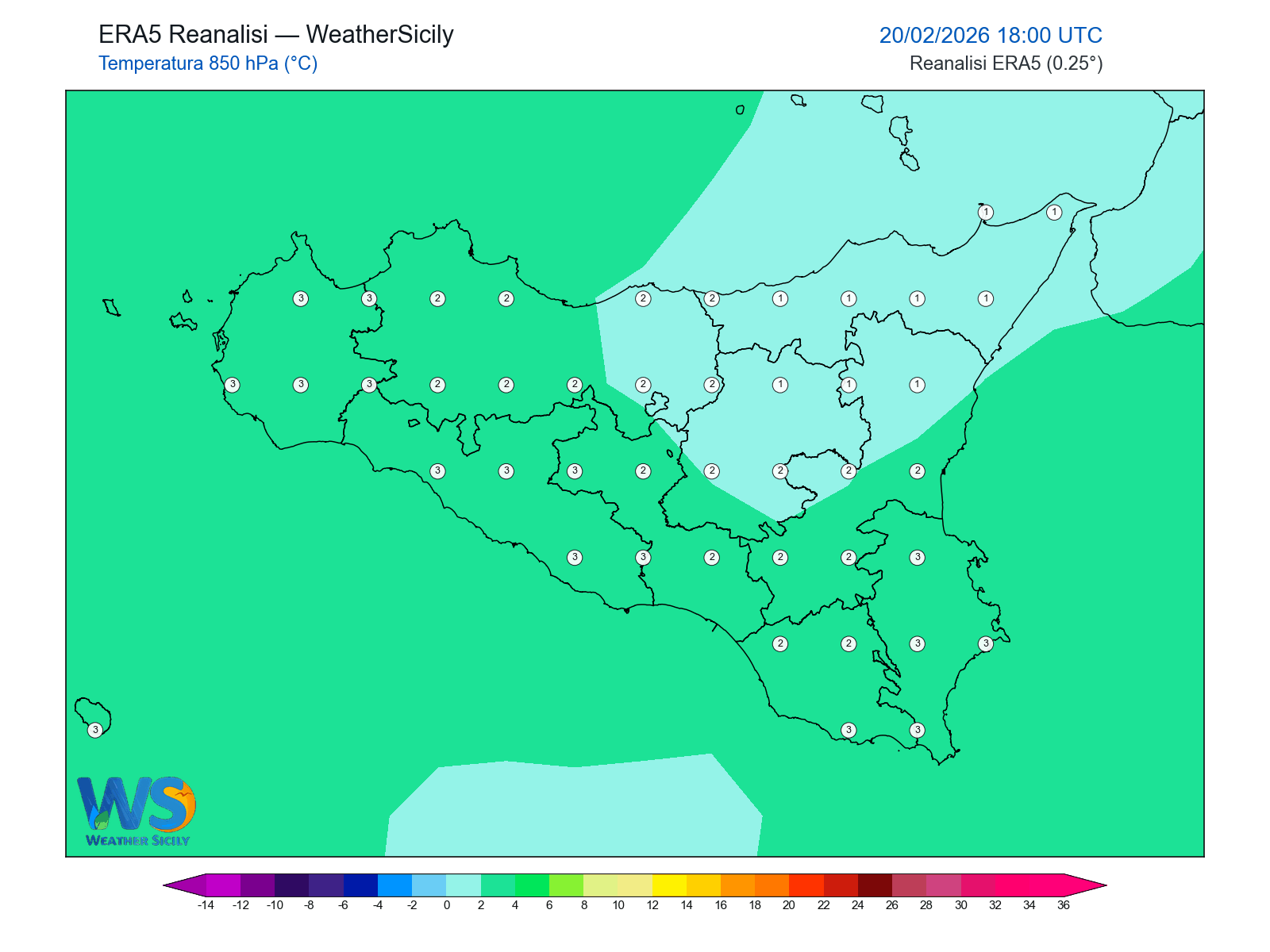 Temperatura a 850 hPa · 2026022018