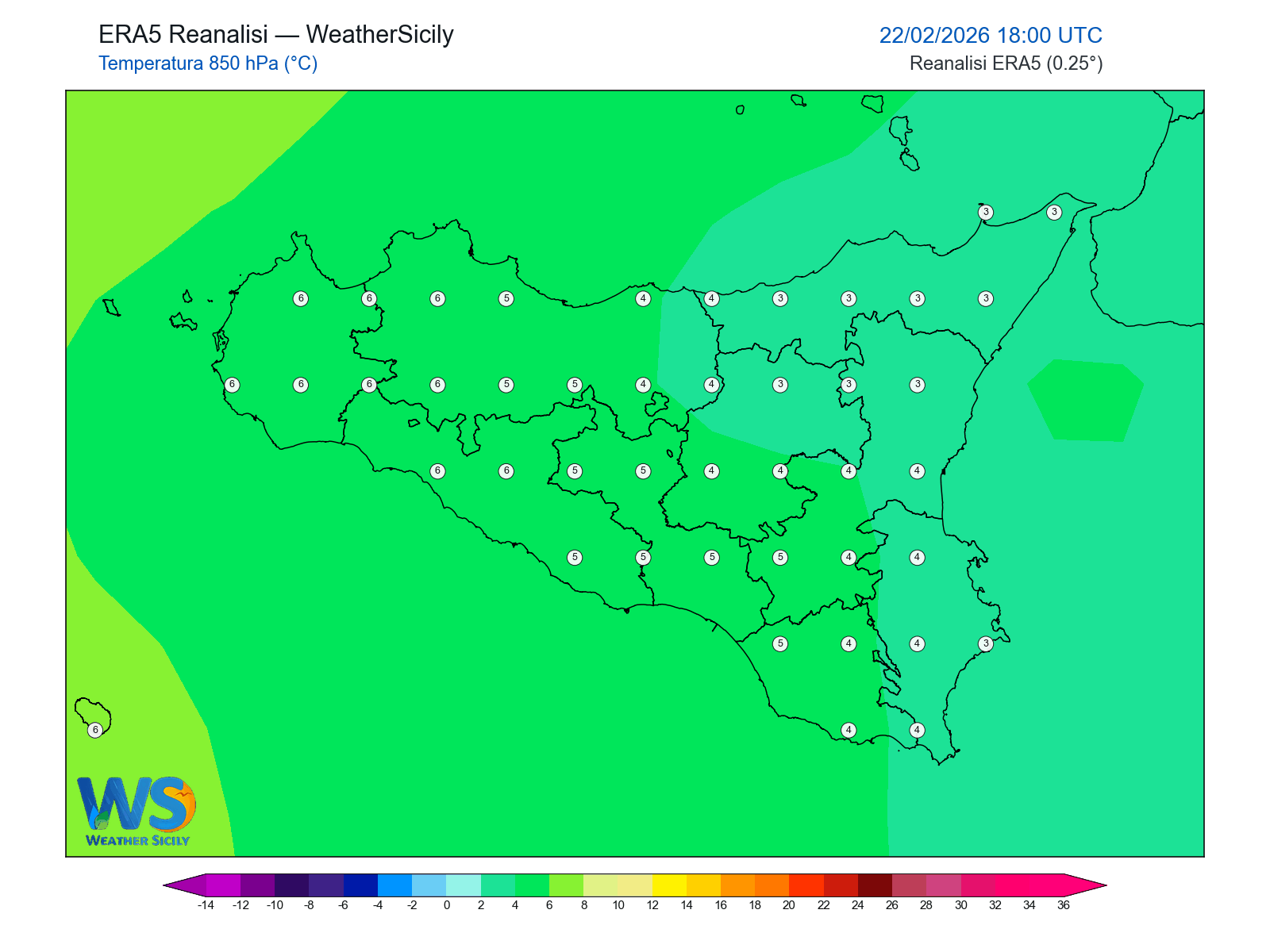 Temperatura a 850 hPa · 2026022218