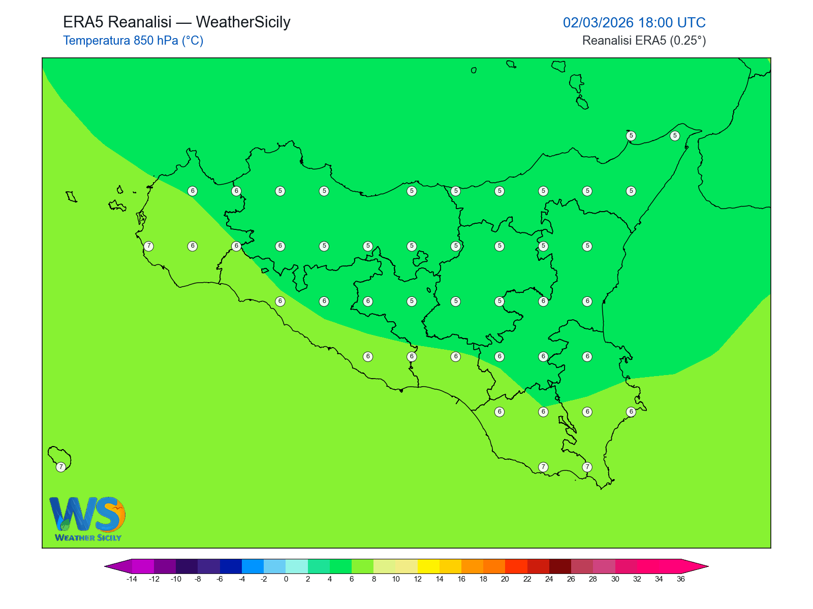 Temperatura a 850 hPa · 2026030218