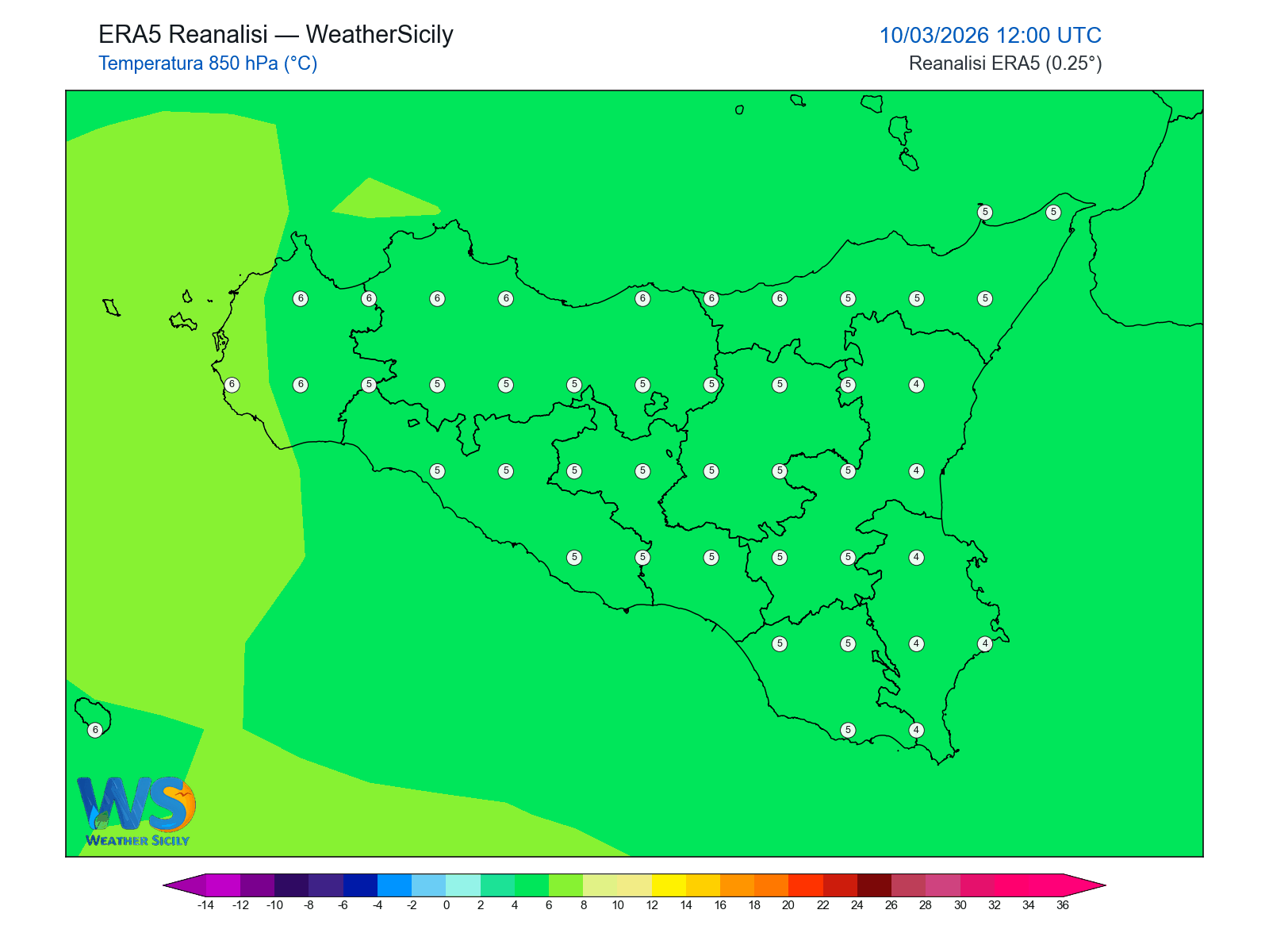 Temperatura a 850 hPa · 2026031012