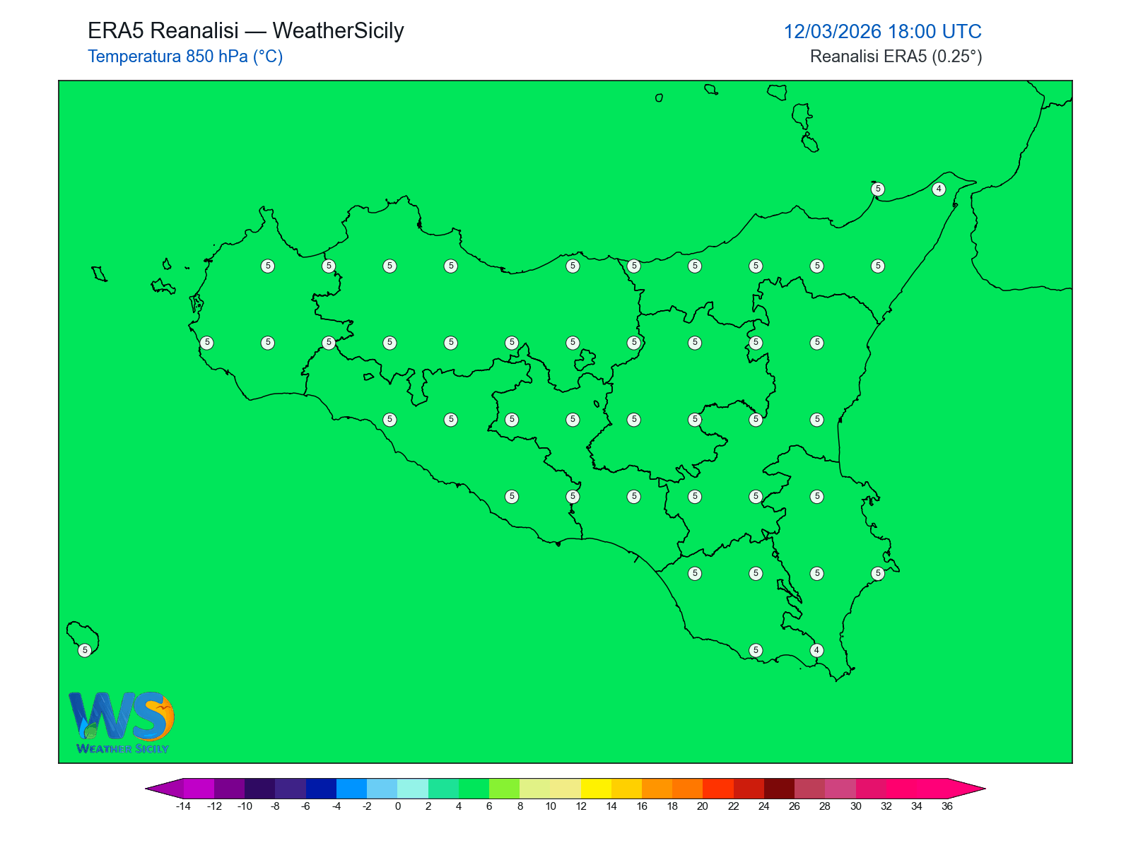 Temperatura a 850 hPa · 2026031218