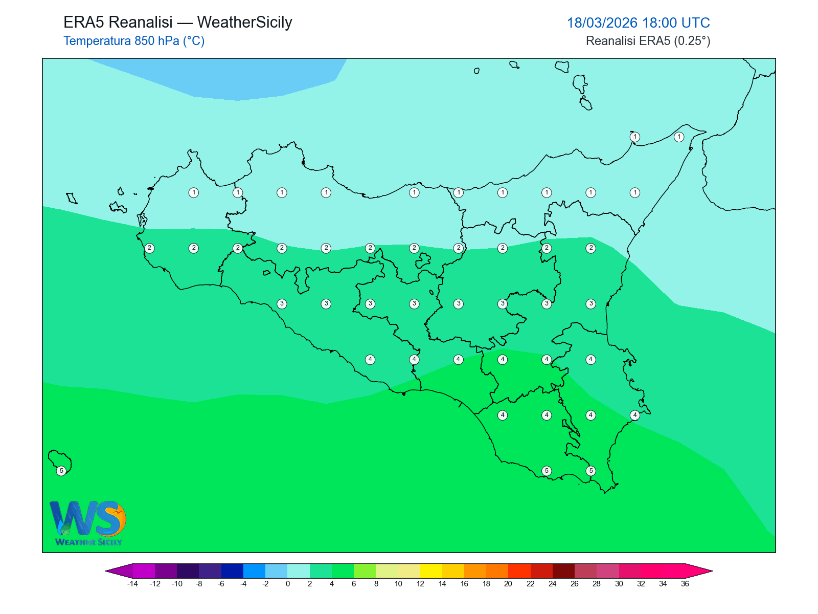 Temperatura a 850 hPa · 2026031818