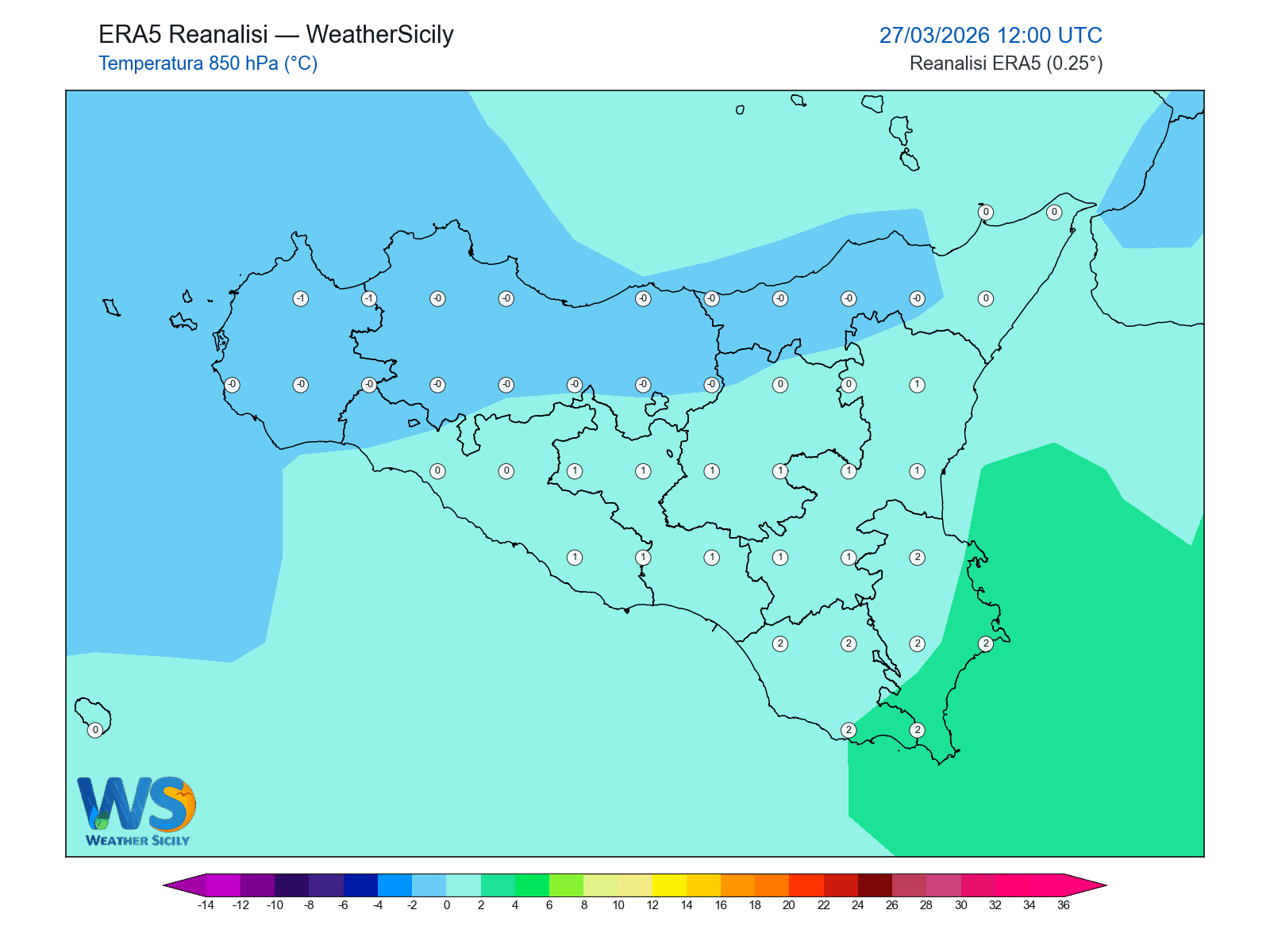 Temperatura a 850 hPa · 2026032712