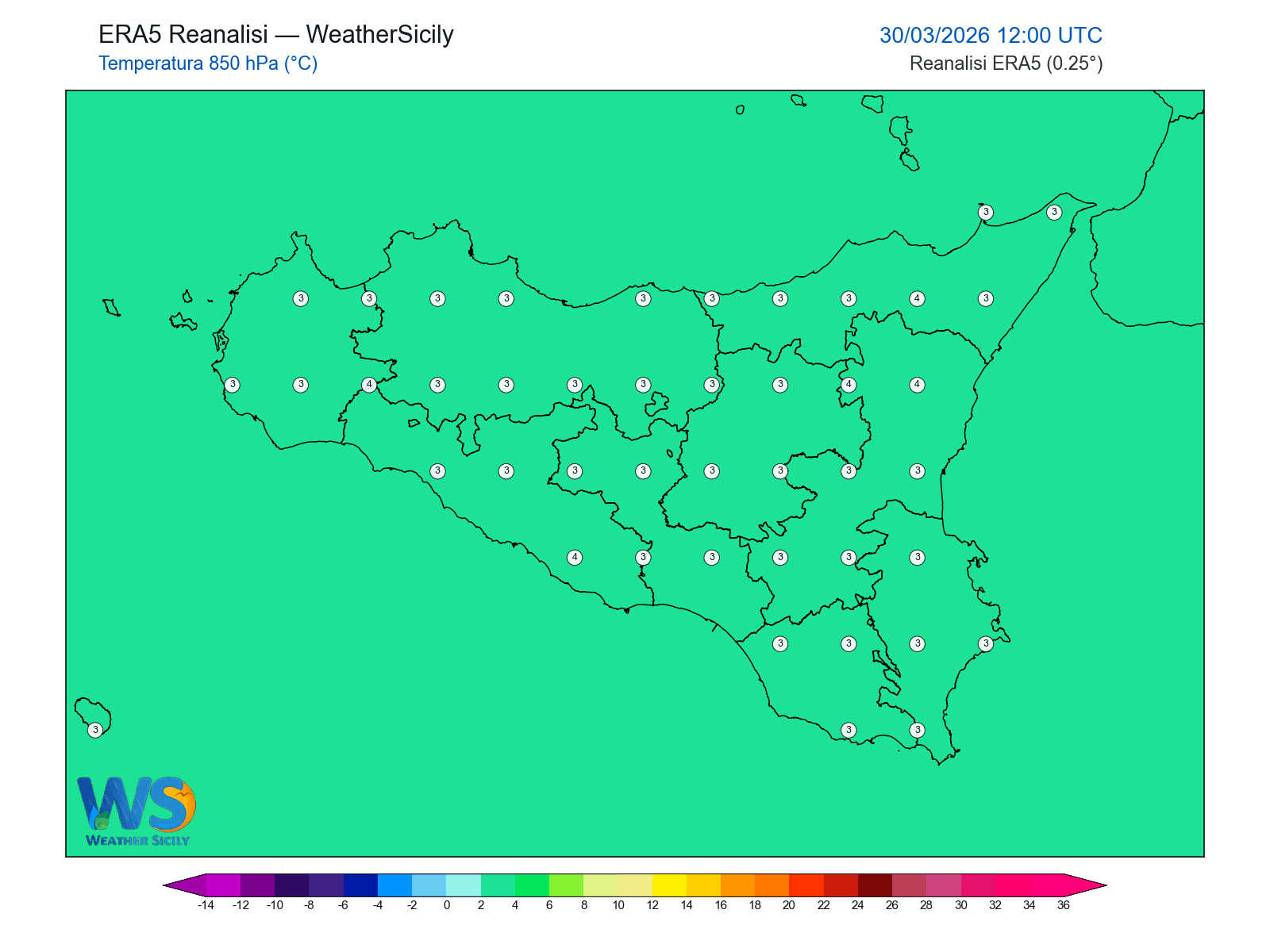 Temperatura a 850 hPa · 2026033012