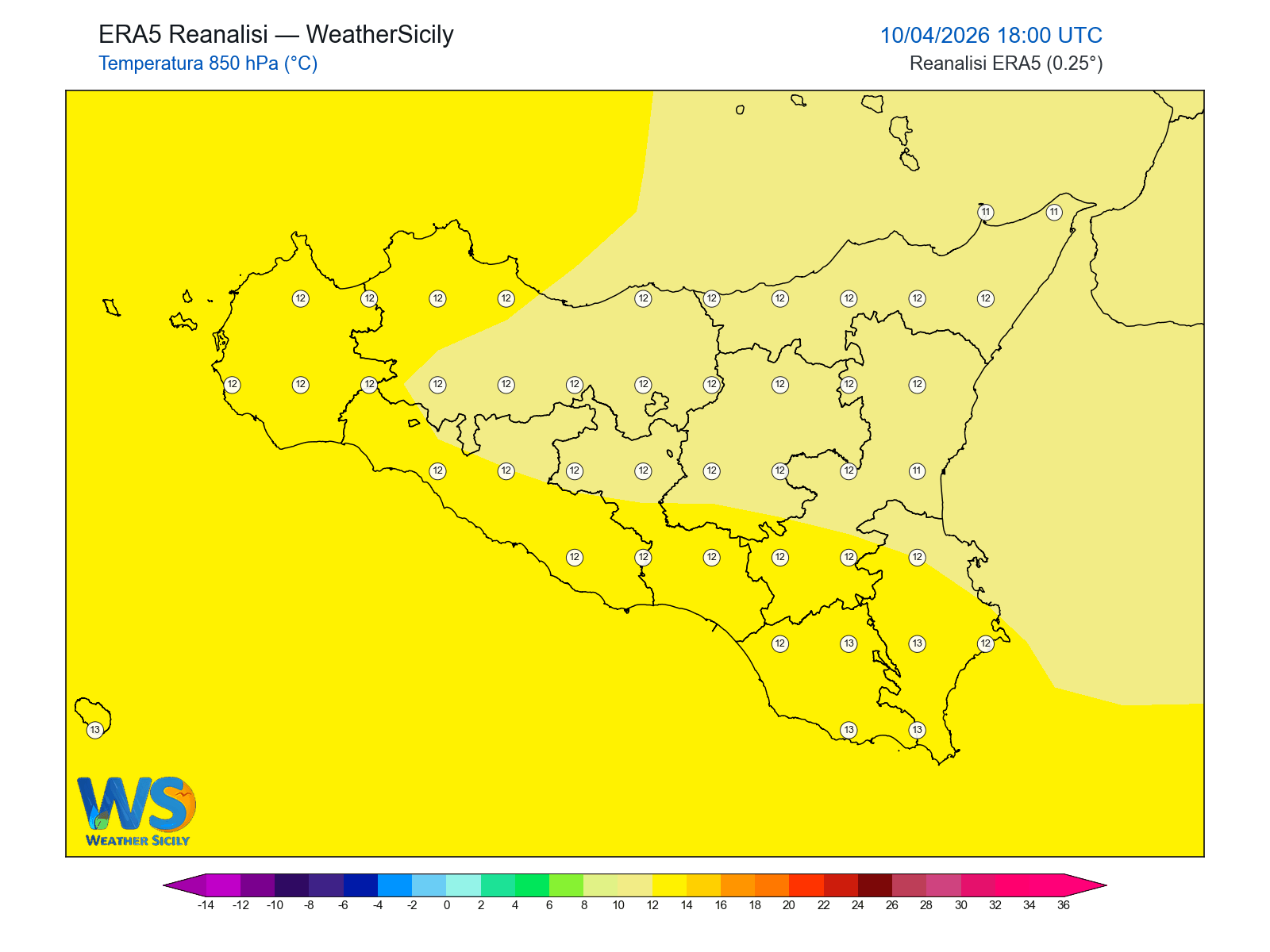 Temperatura a 850 hPa · 2026041018