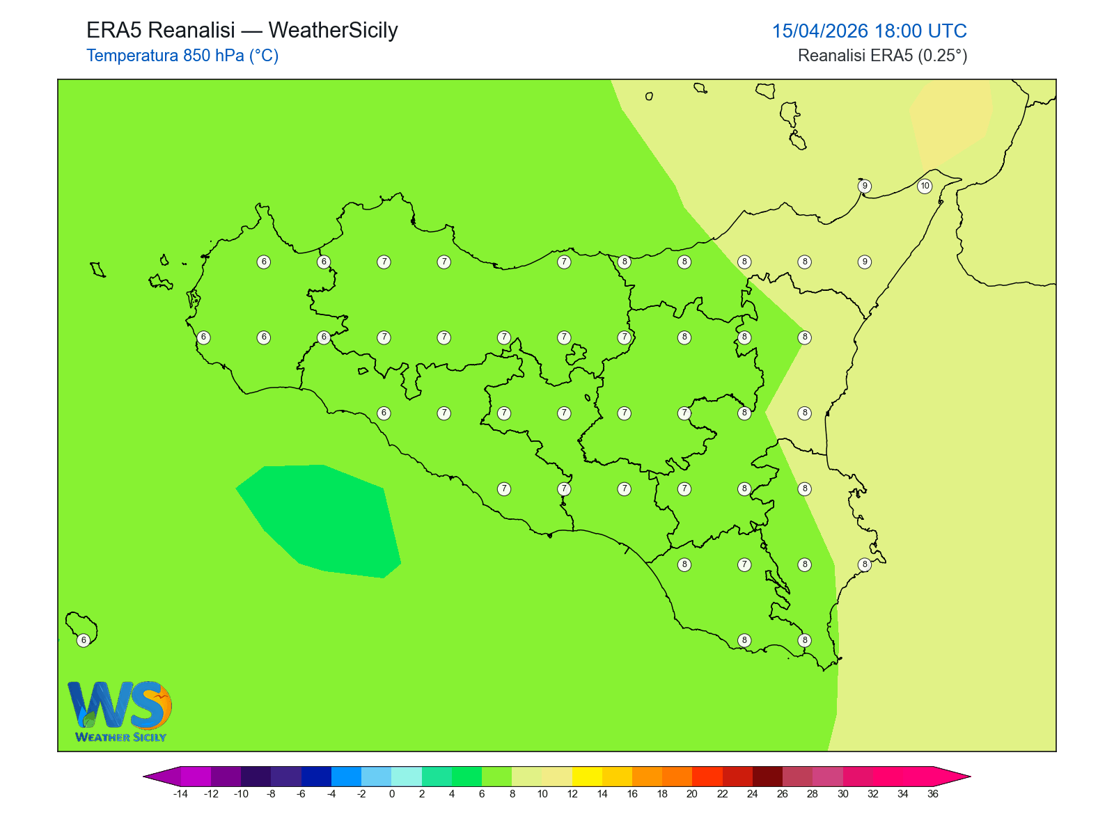 Temperatura a 850 hPa · 2026041518
