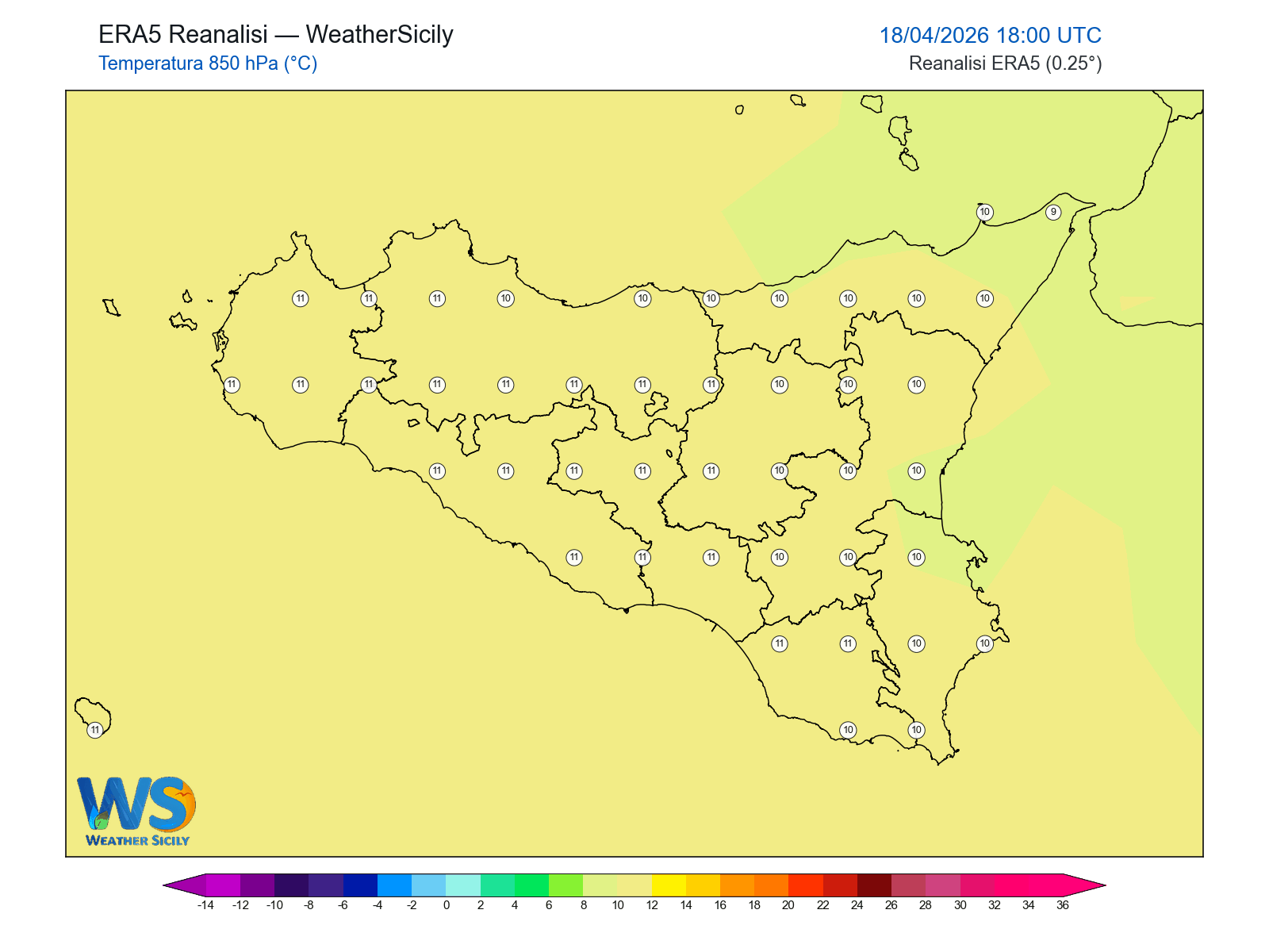 Temperatura a 850 hPa · 2026041818