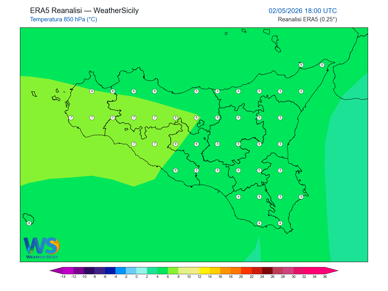 Temperatura a 850 hPa · 2026050218