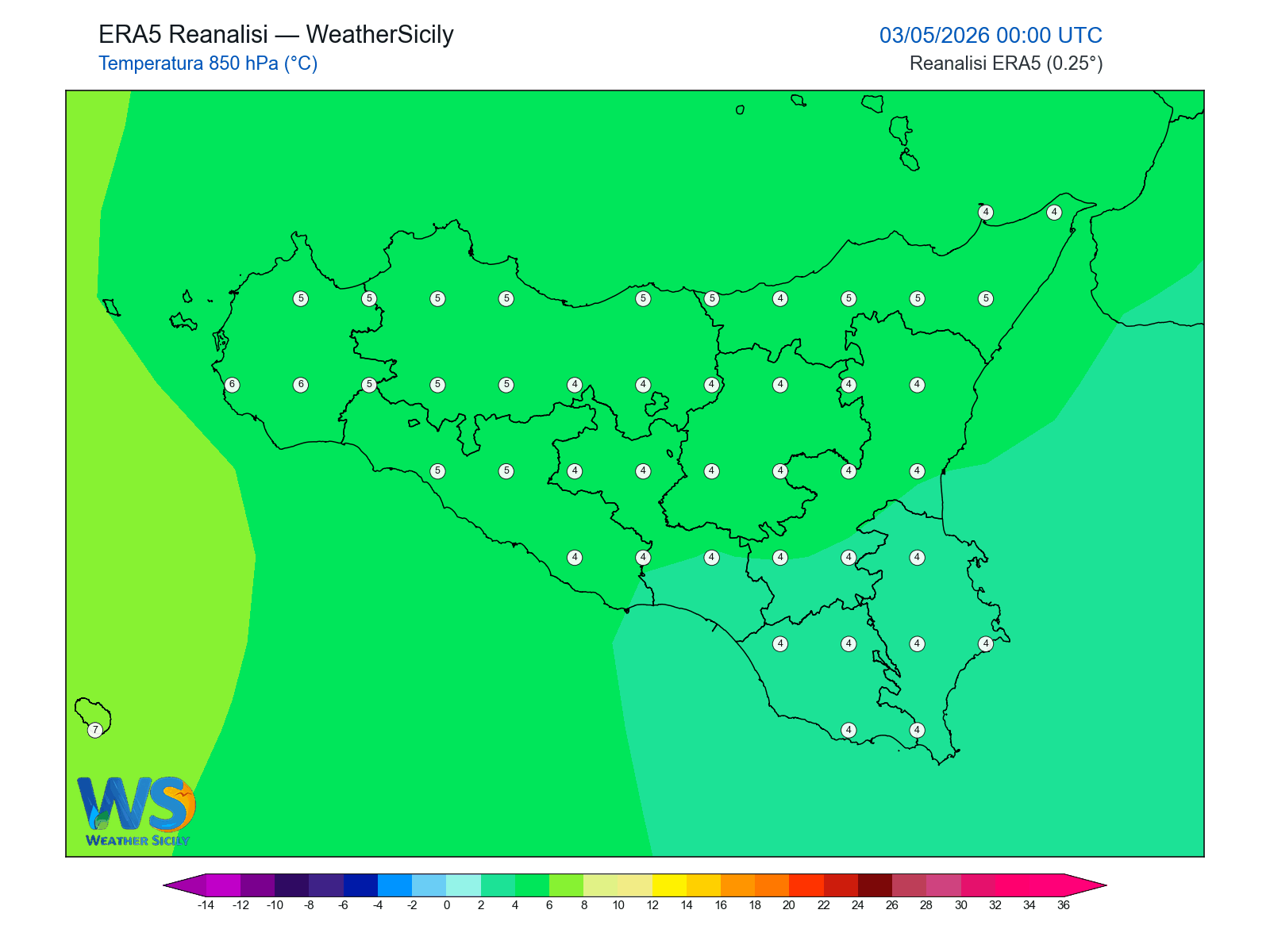Temperatura a 850 hPa · 2026050300
