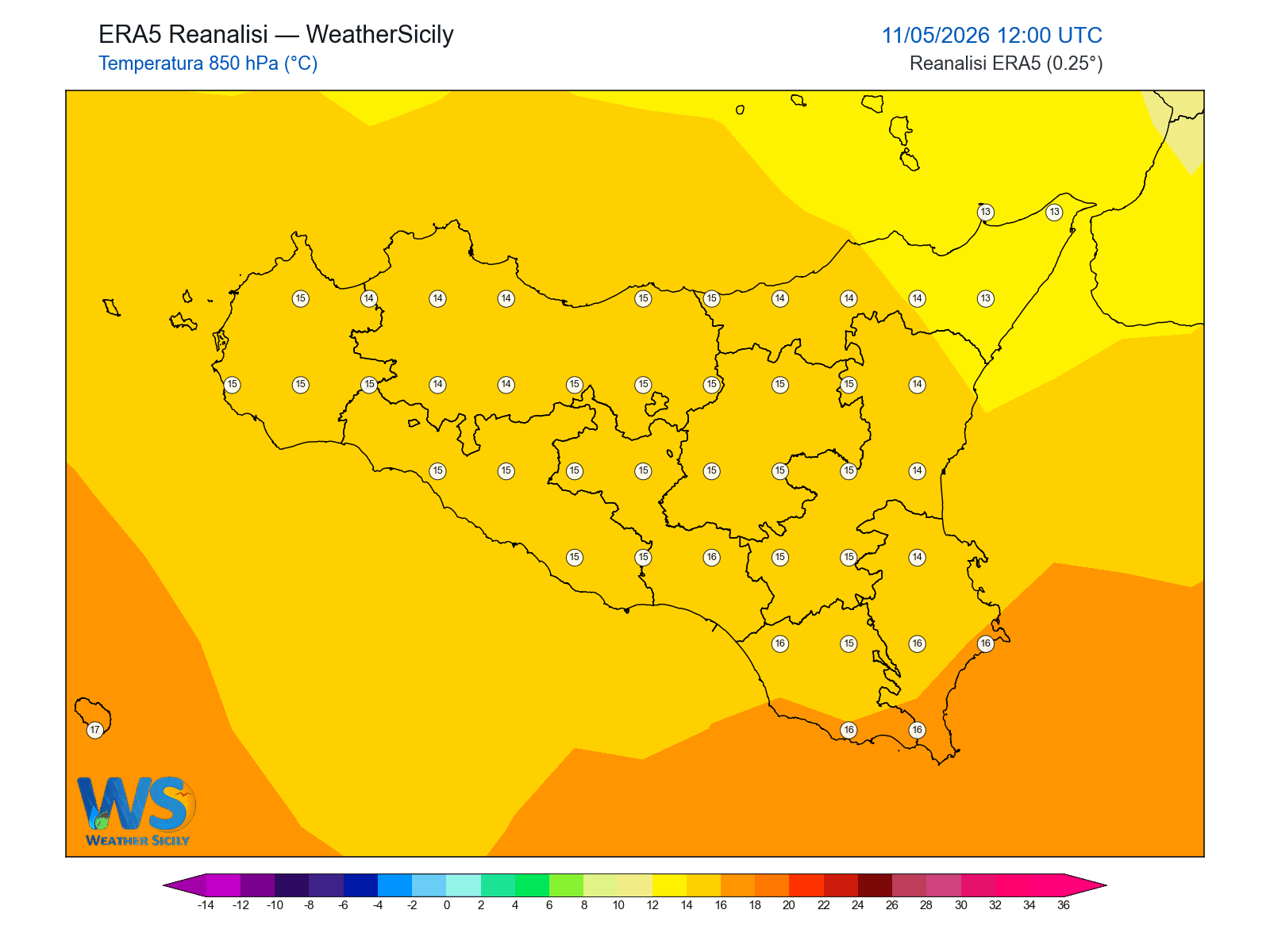 Temperatura a 850 hPa · 2026051112