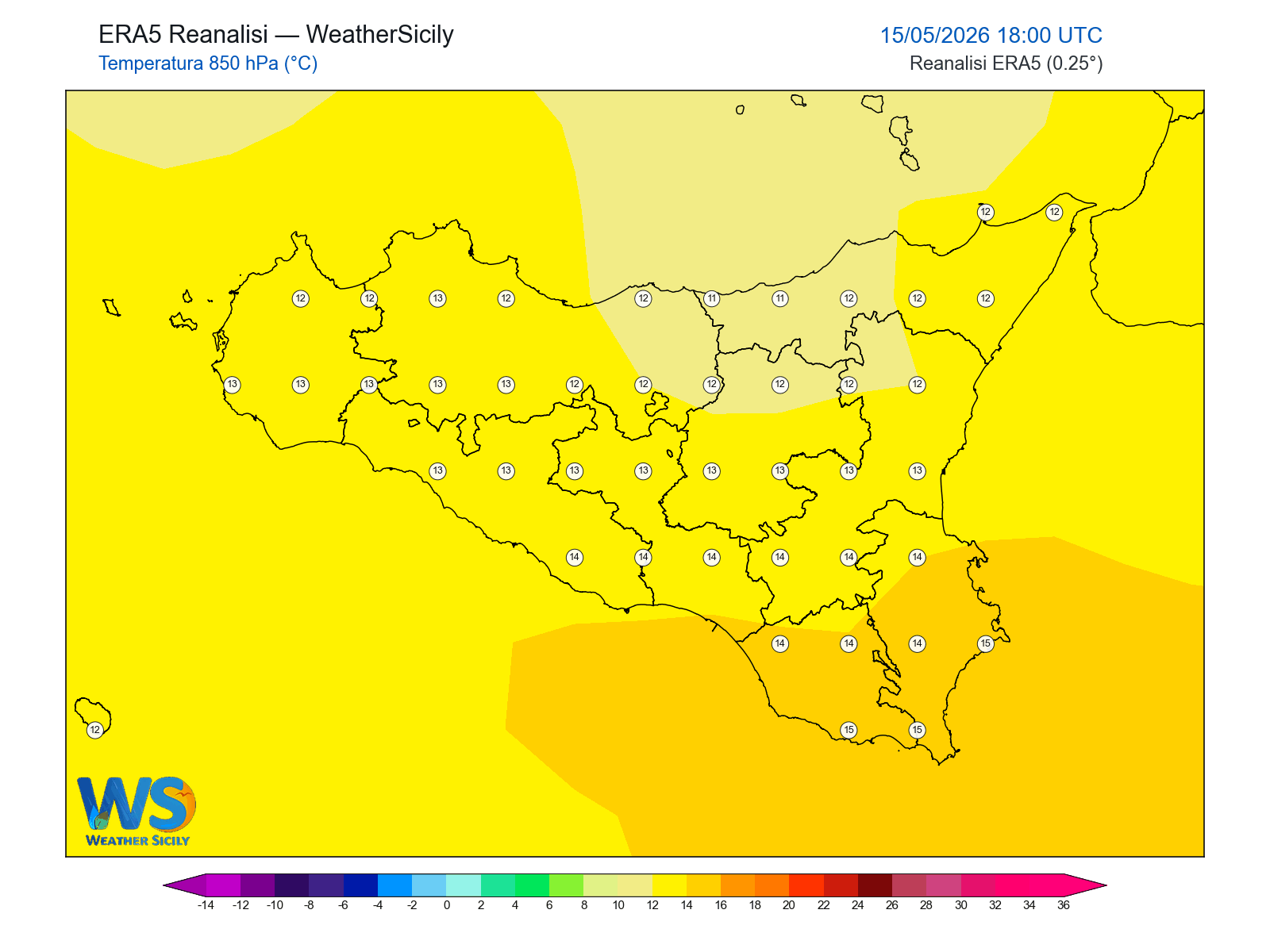 Temperatura a 850 hPa · 2026051518