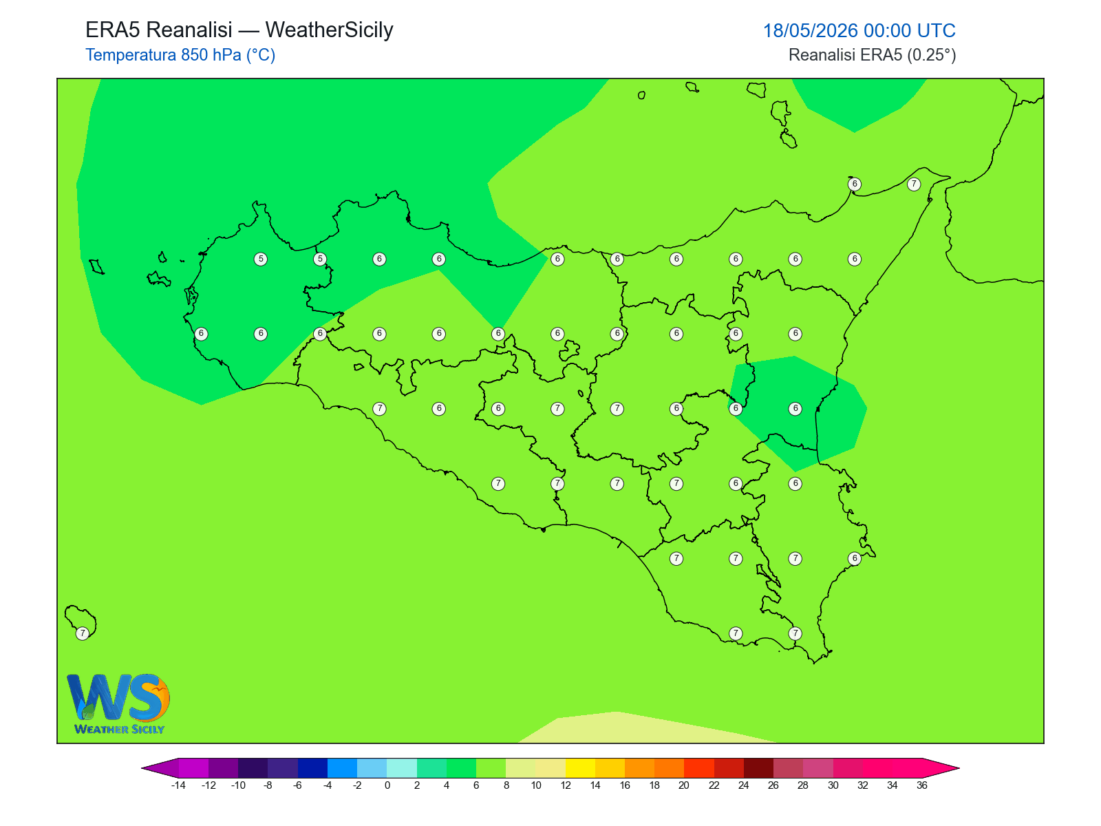 Temperatura a 850 hPa · 2026051800