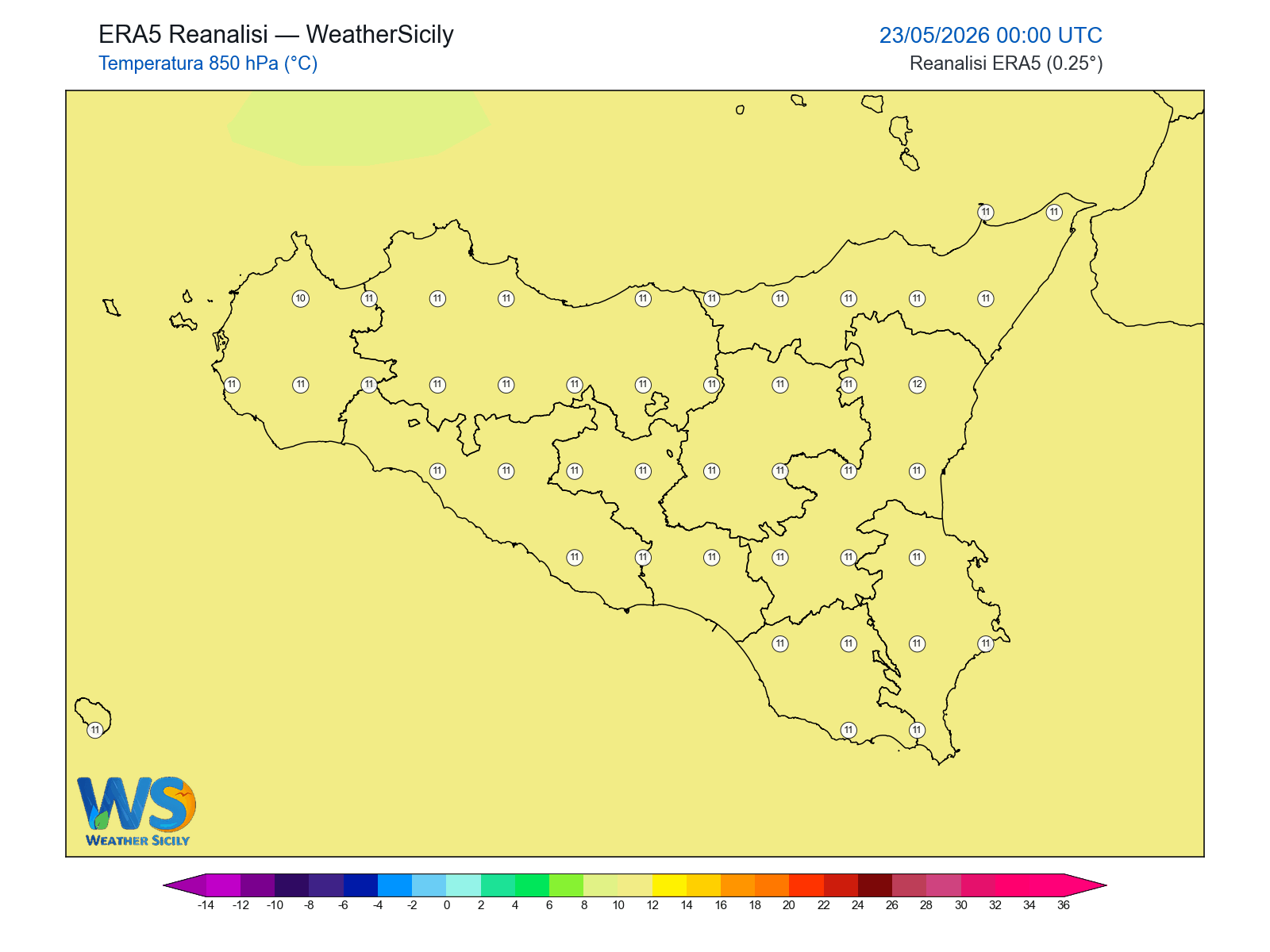 Temperatura a 850 hPa · 2026052300