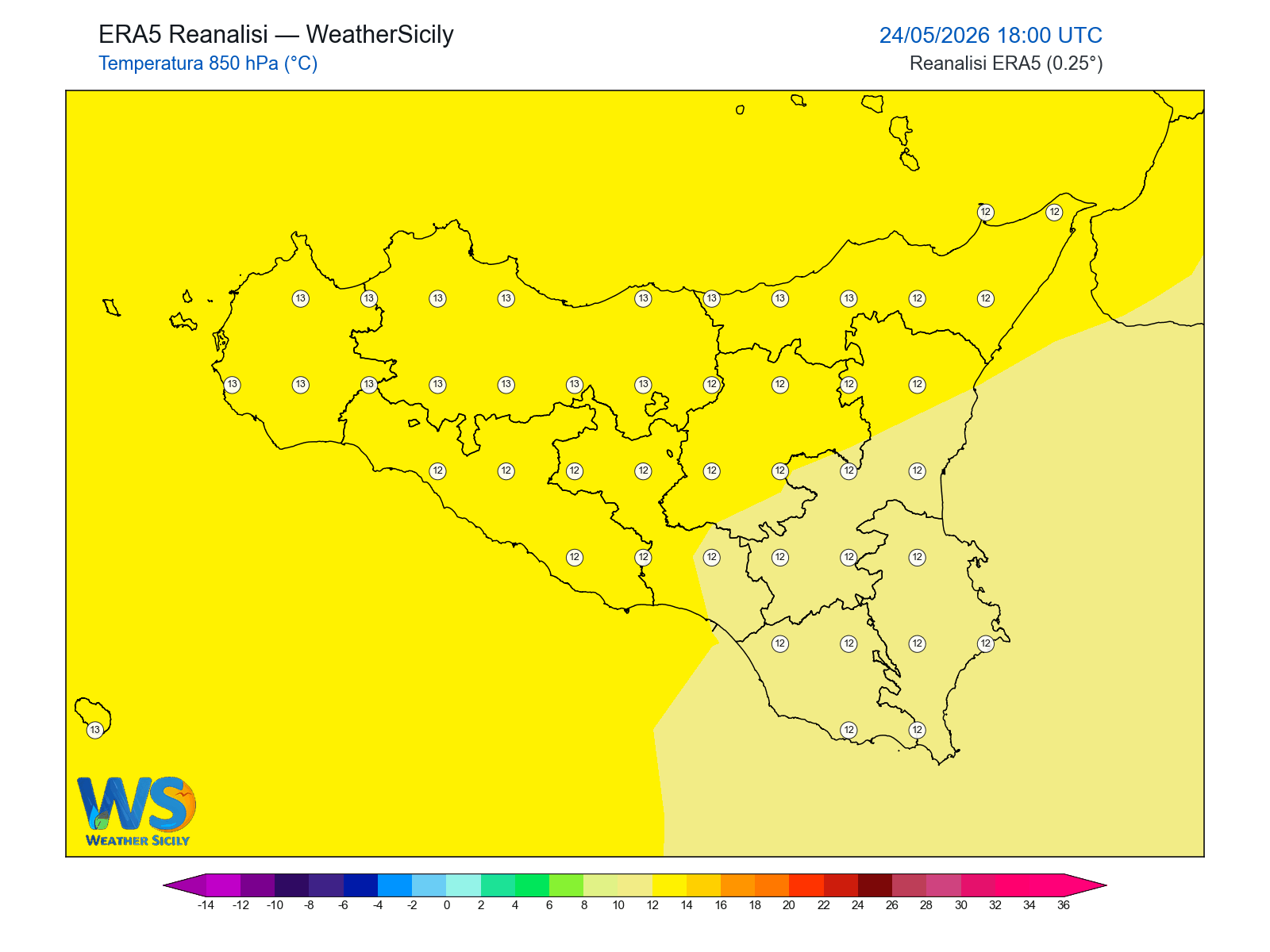 Temperatura a 850 hPa · 2026052418