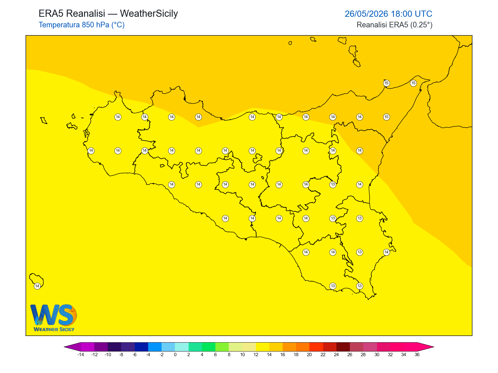 Temperatura a 850 hPa · 2026052618