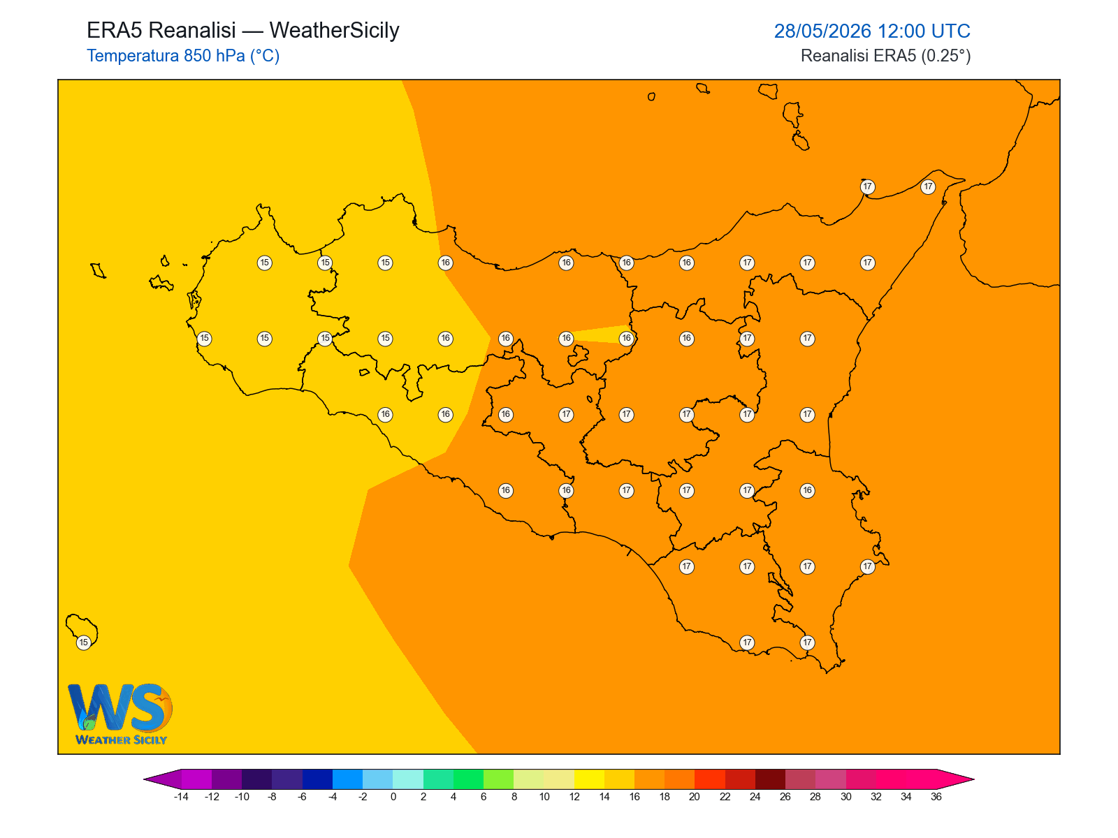 Temperatura a 850 hPa · 2026052812