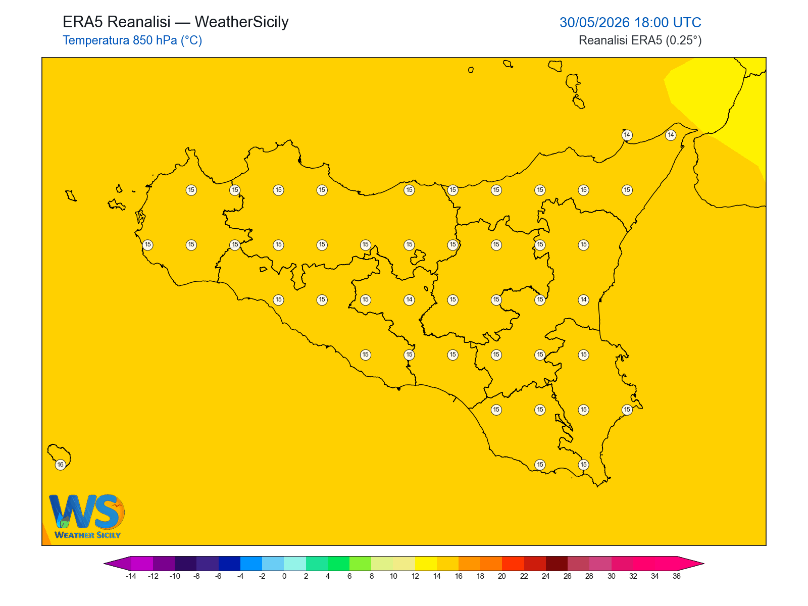 Temperatura a 850 hPa · 2026053018