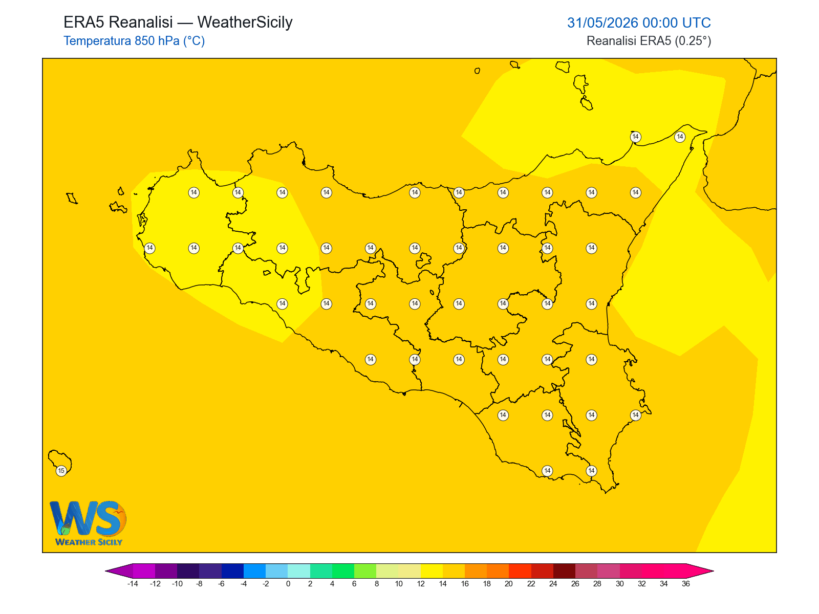 Temperatura a 850 hPa · 2026053100