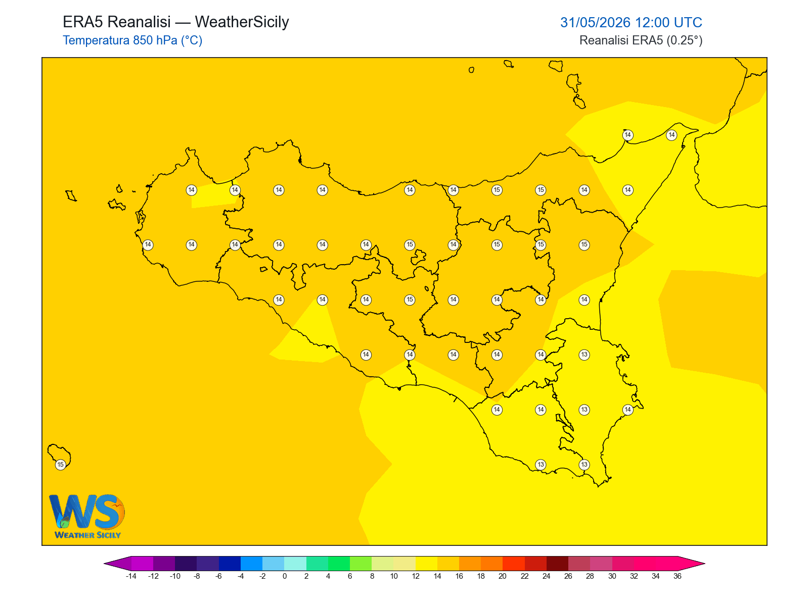 Temperatura a 850 hPa · 2026053112