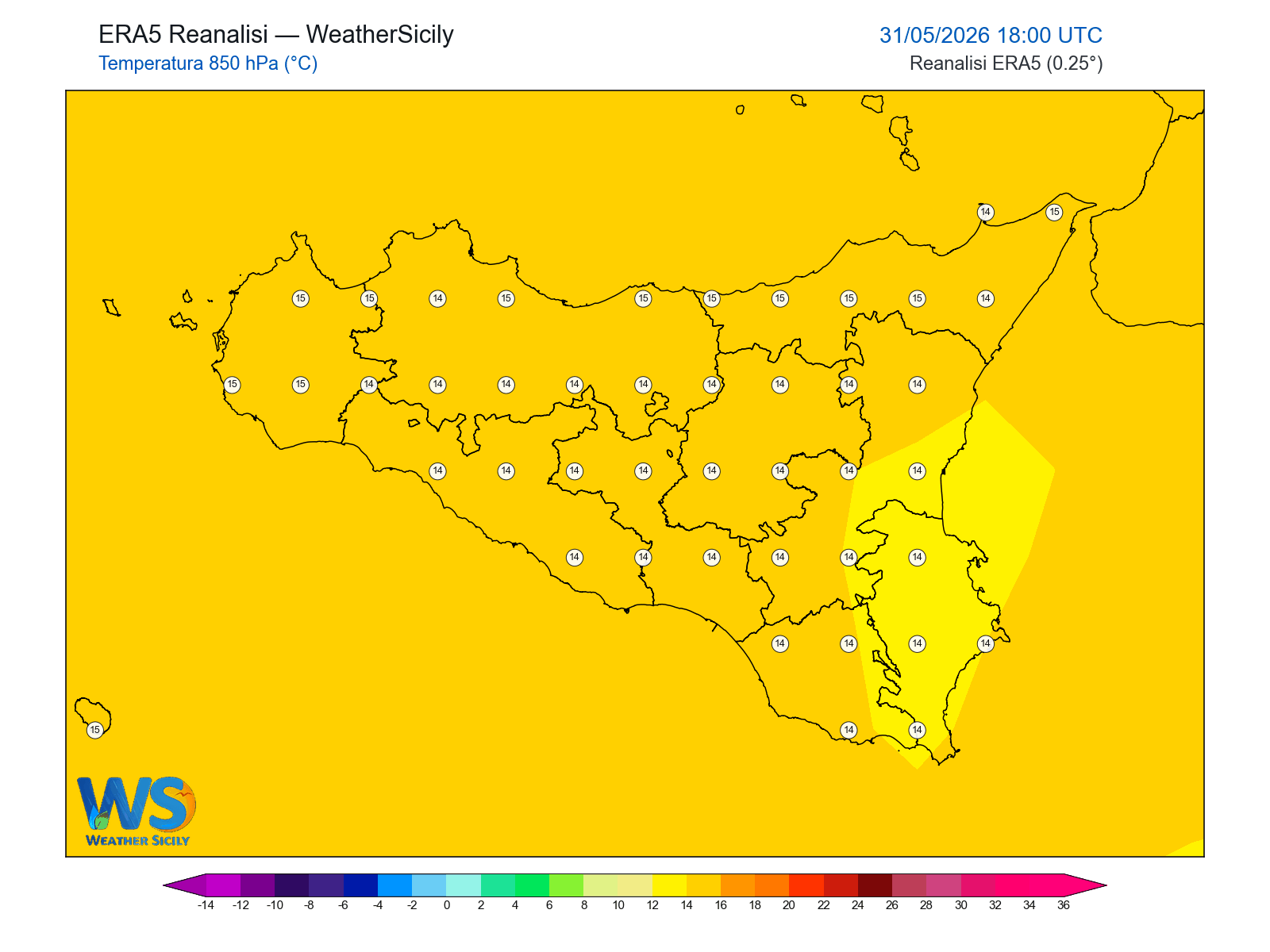 Temperatura a 850 hPa · 2026053118