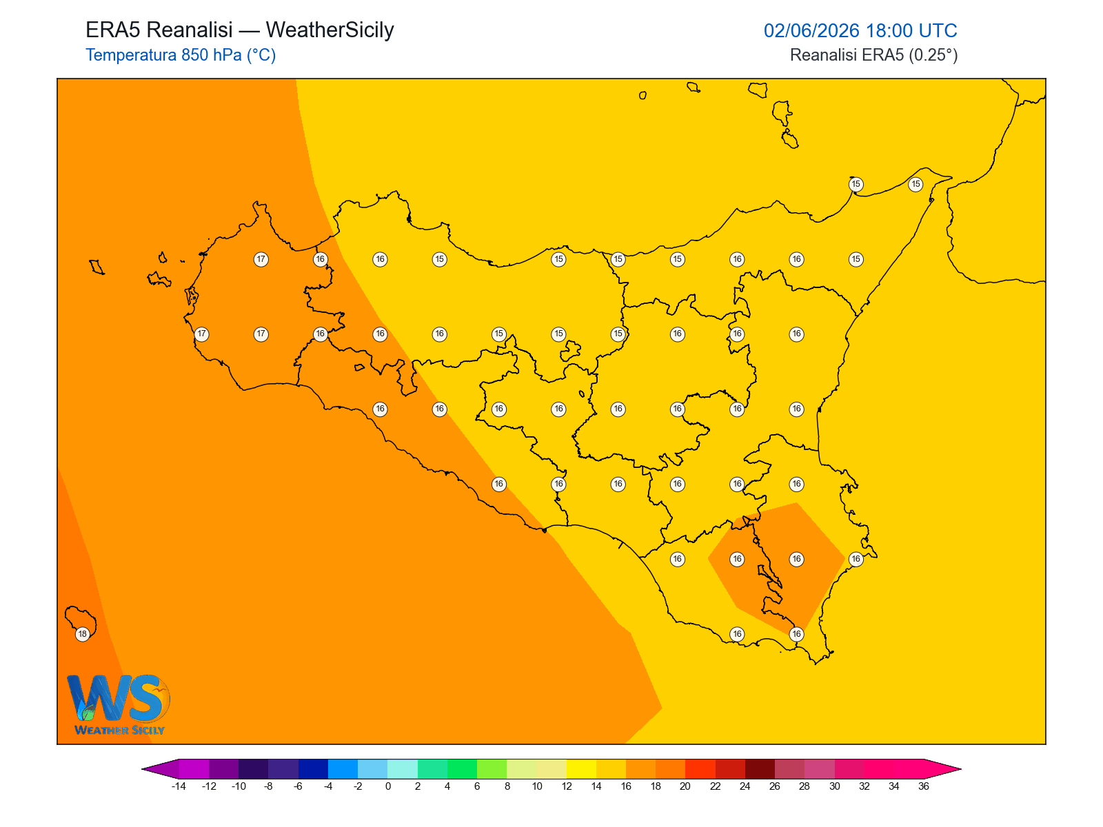 Temperatura a 850 hPa · 2026060218
