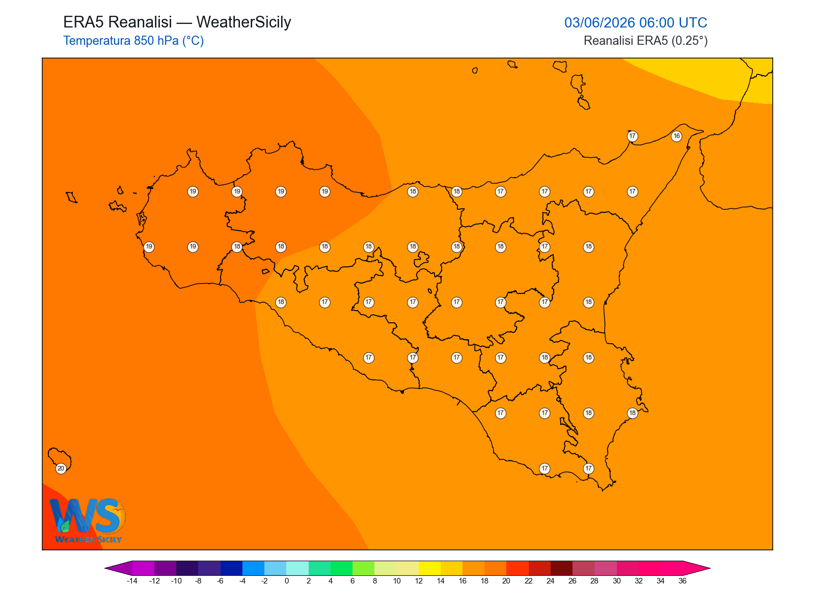 Temperatura a 850 hPa · 2026060306