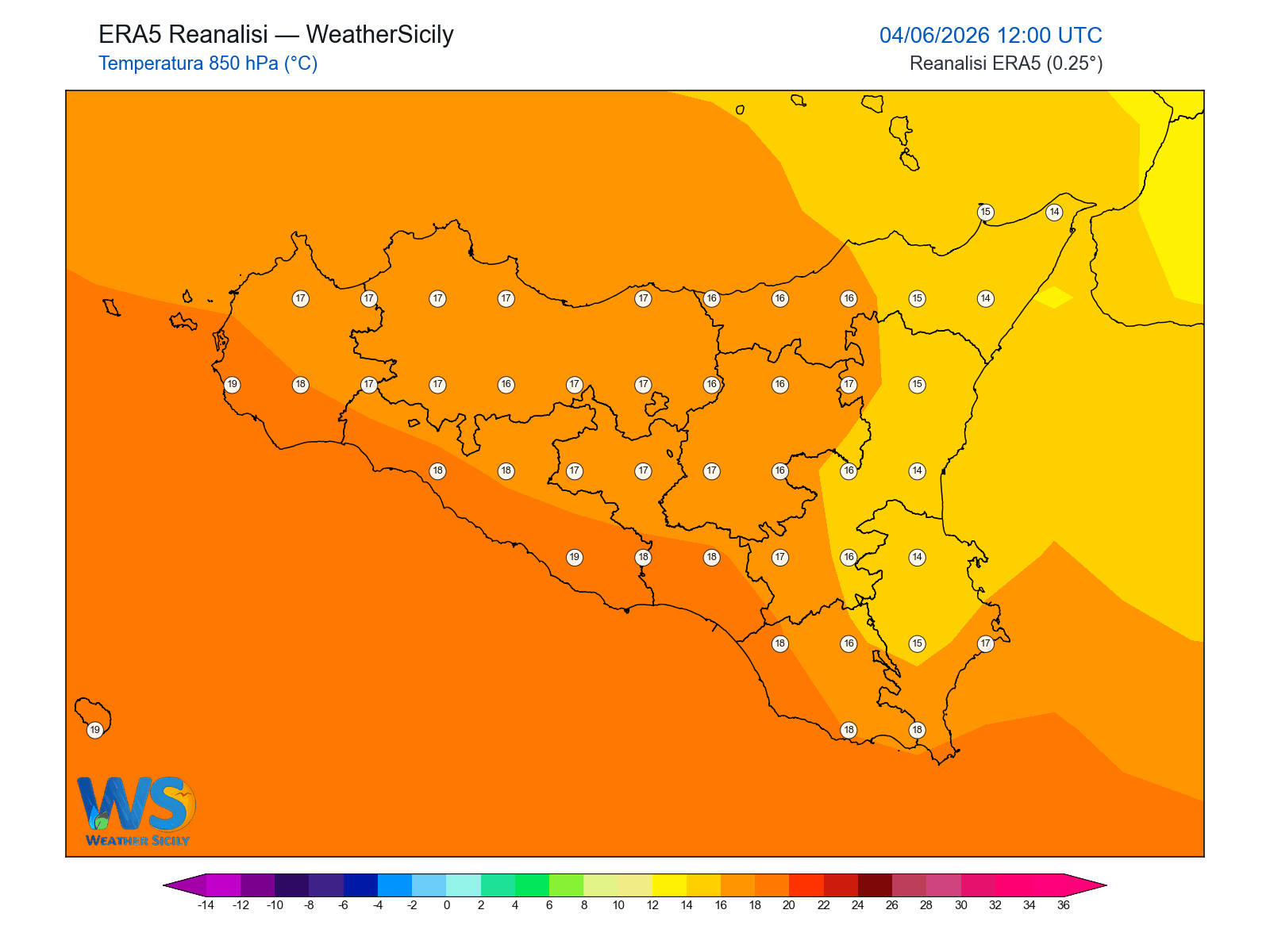 Temperatura a 850 hPa · 2026060412