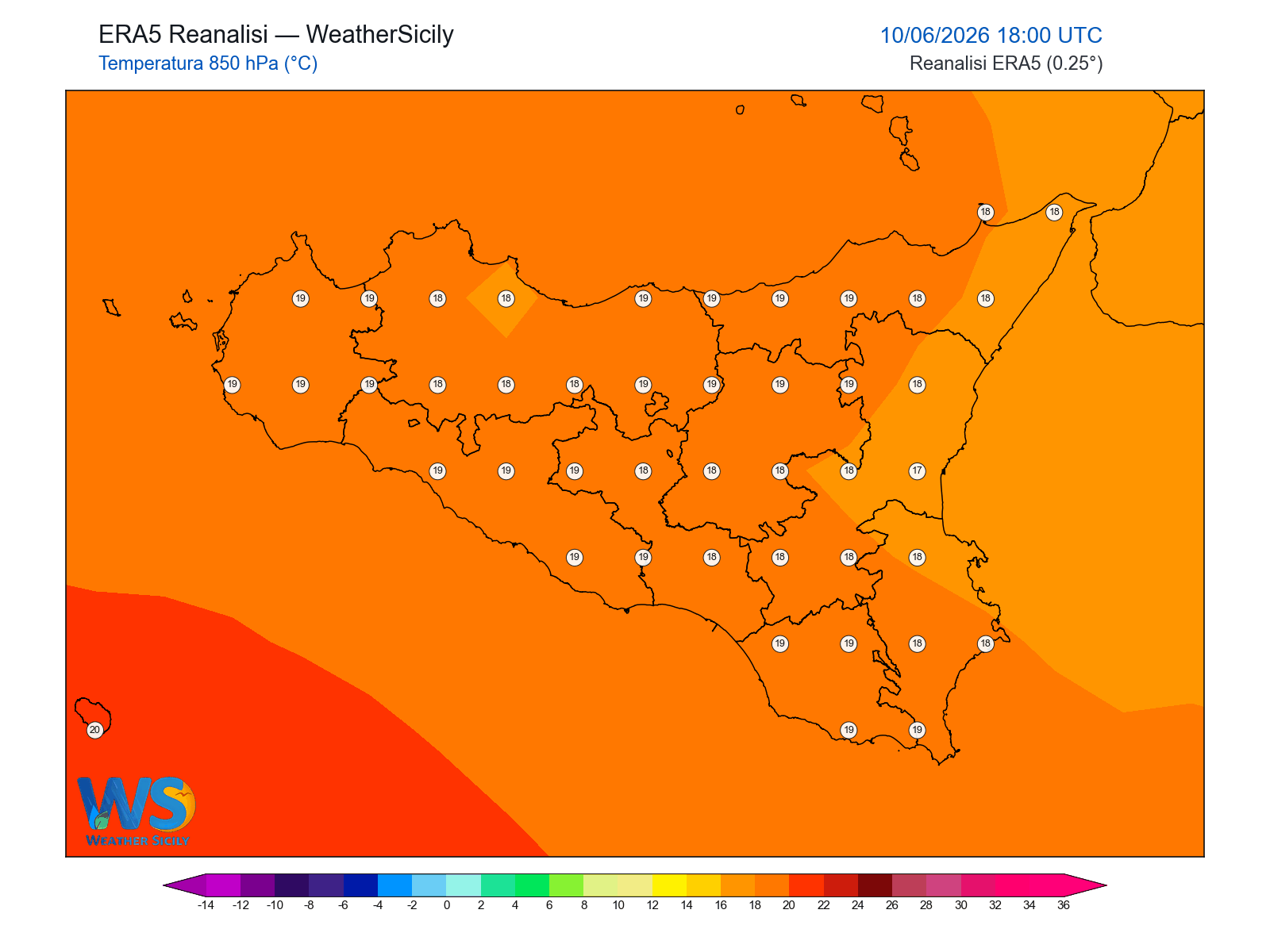 Temperatura a 850 hPa · 2026061018