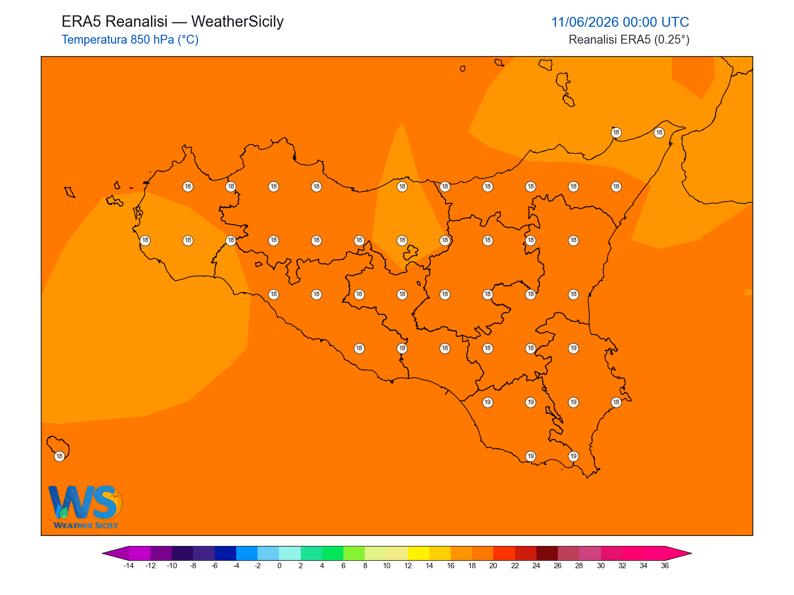 Temperatura a 850 hPa · 2026061100
