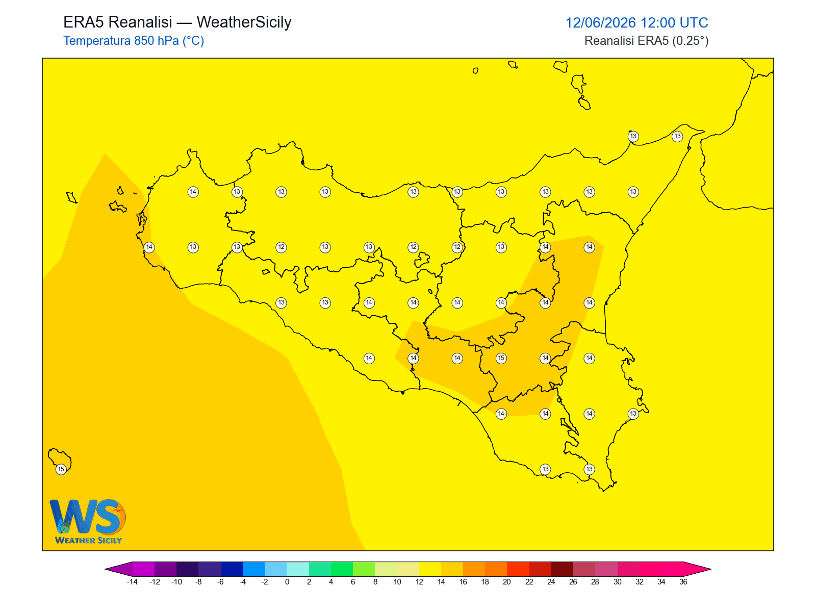 Temperatura a 850 hPa · 2026061212