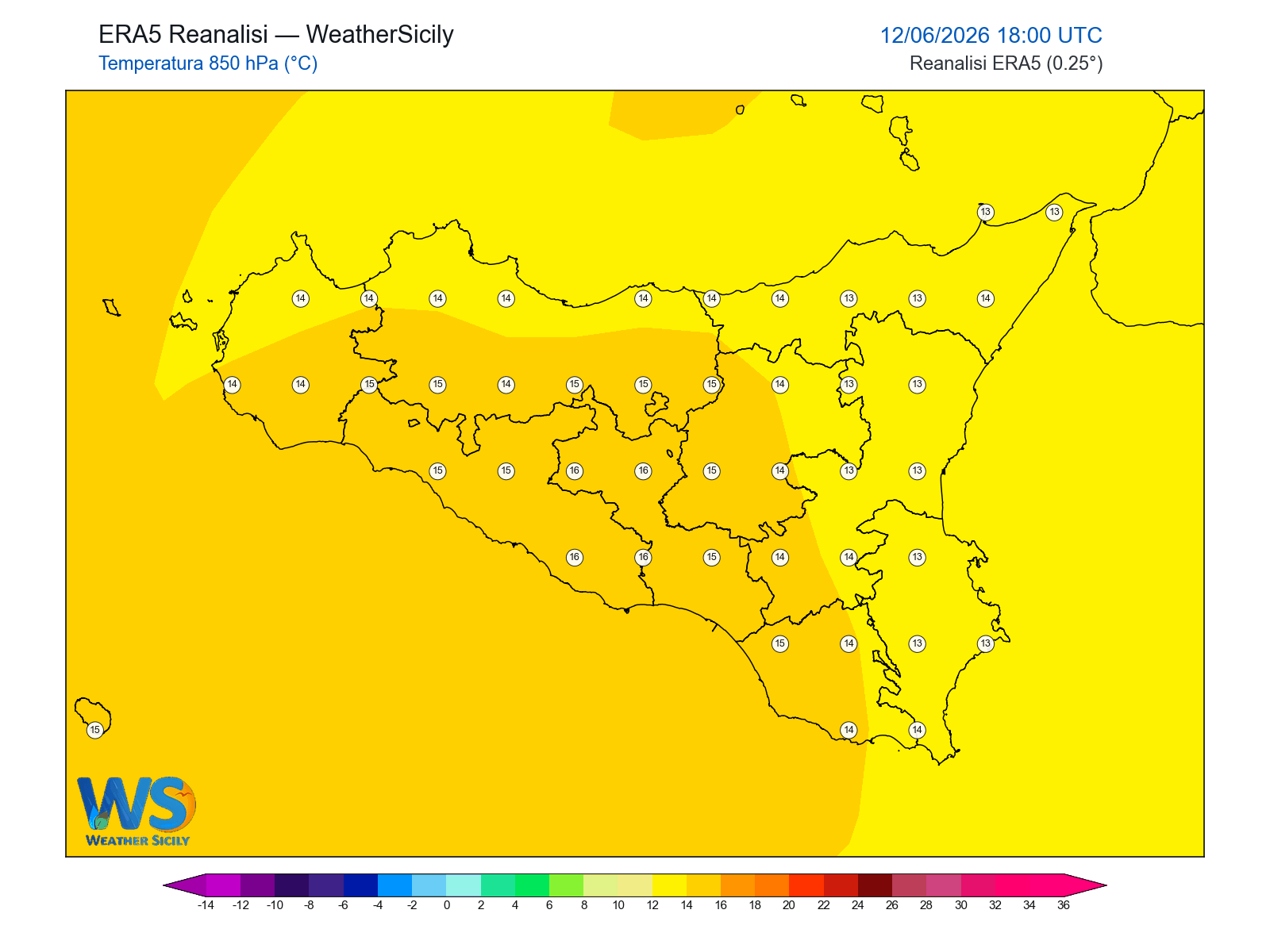 Temperatura a 850 hPa · 2026061218