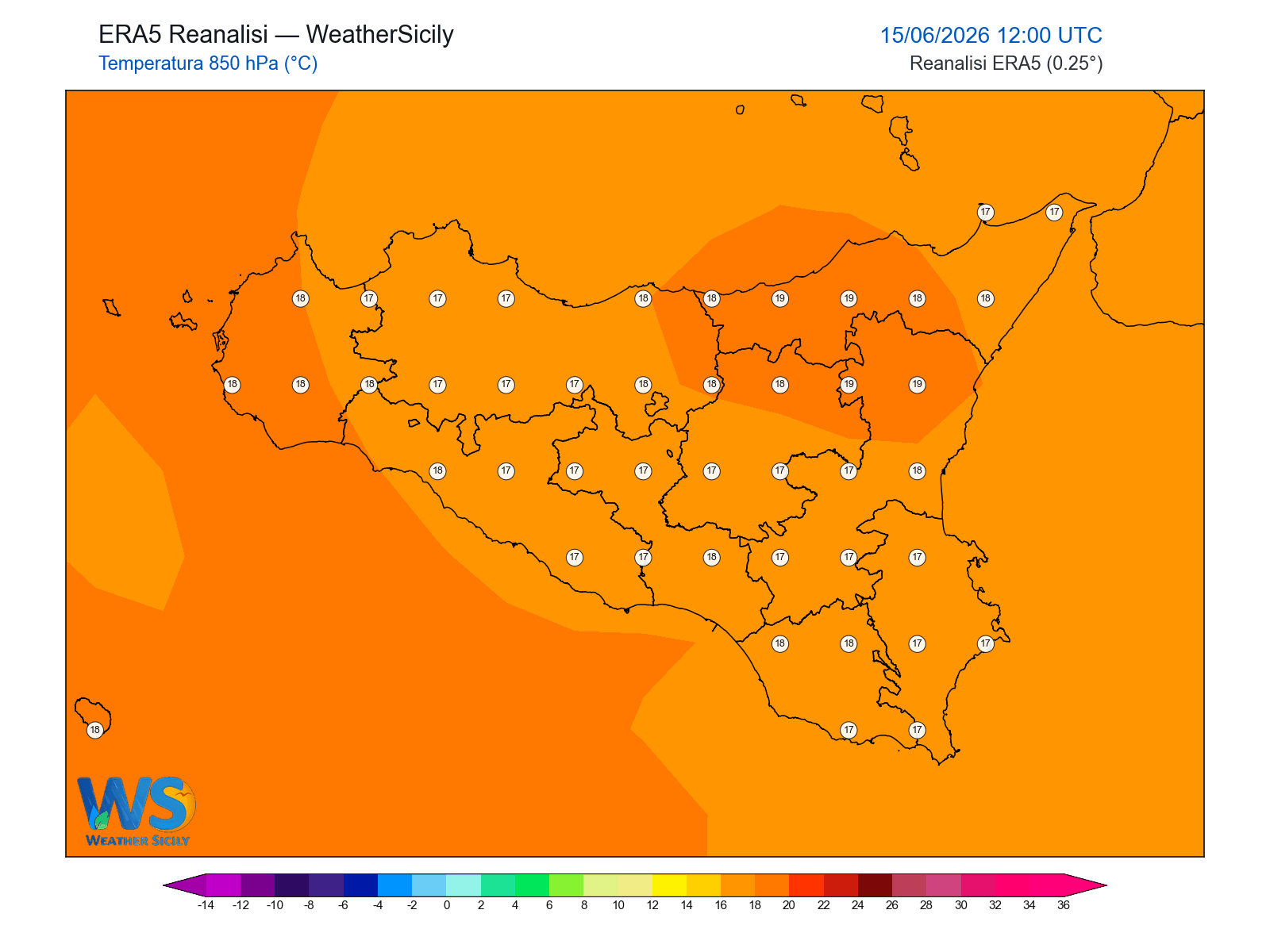 Temperatura a 850 hPa · 2026061512