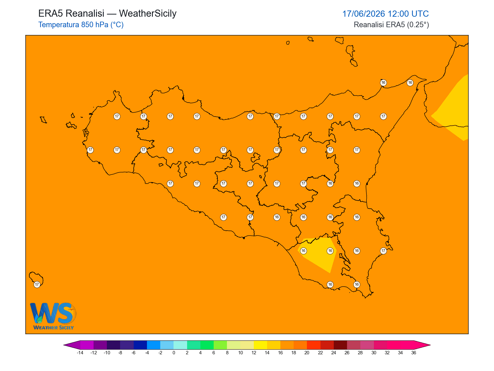 Temperatura a 850 hPa · 2026061712