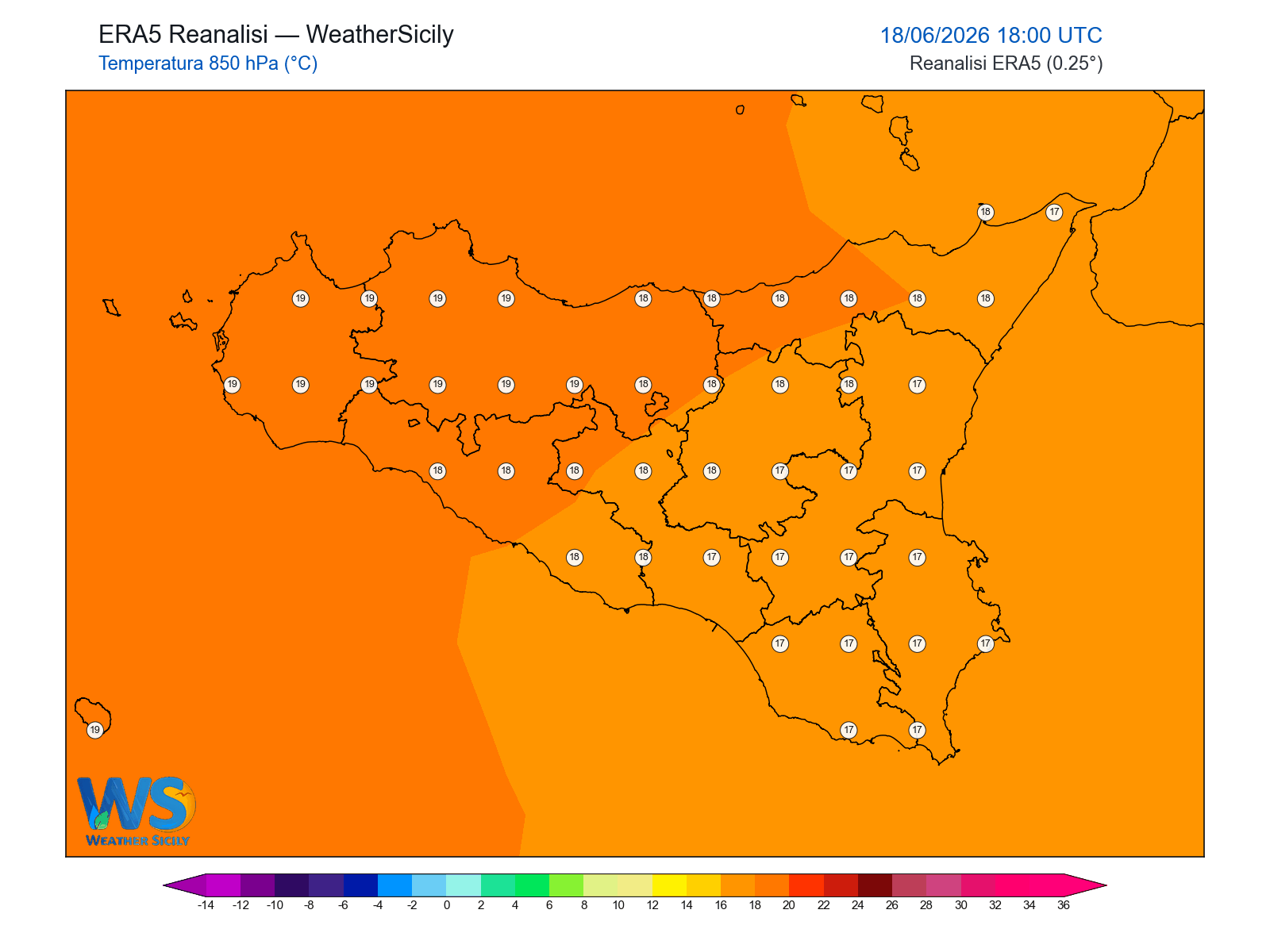 Temperatura a 850 hPa · 2026061818