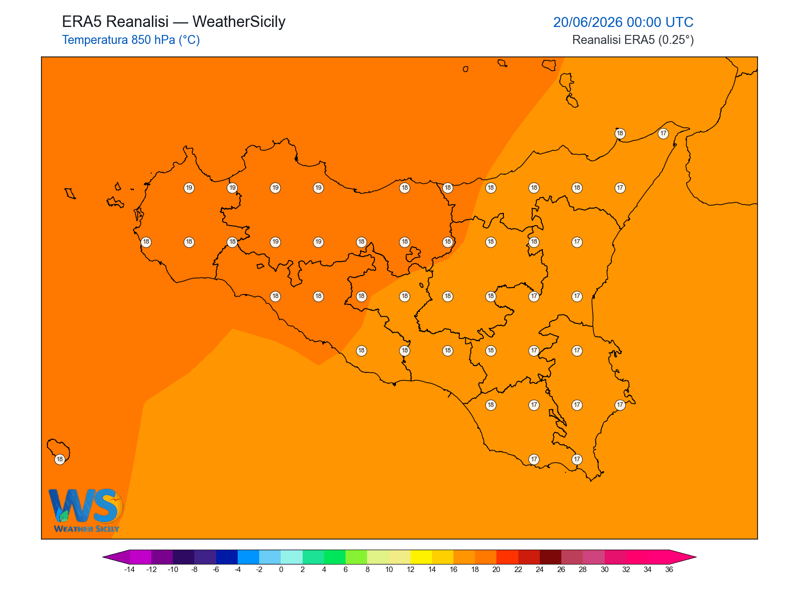 Temperatura a 850 hPa · 2026062000