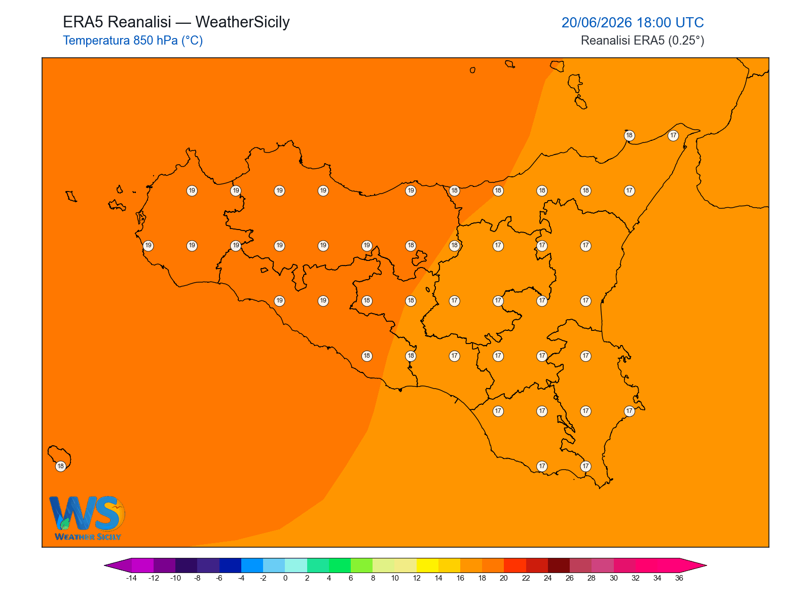 Temperatura a 850 hPa · 2026062018