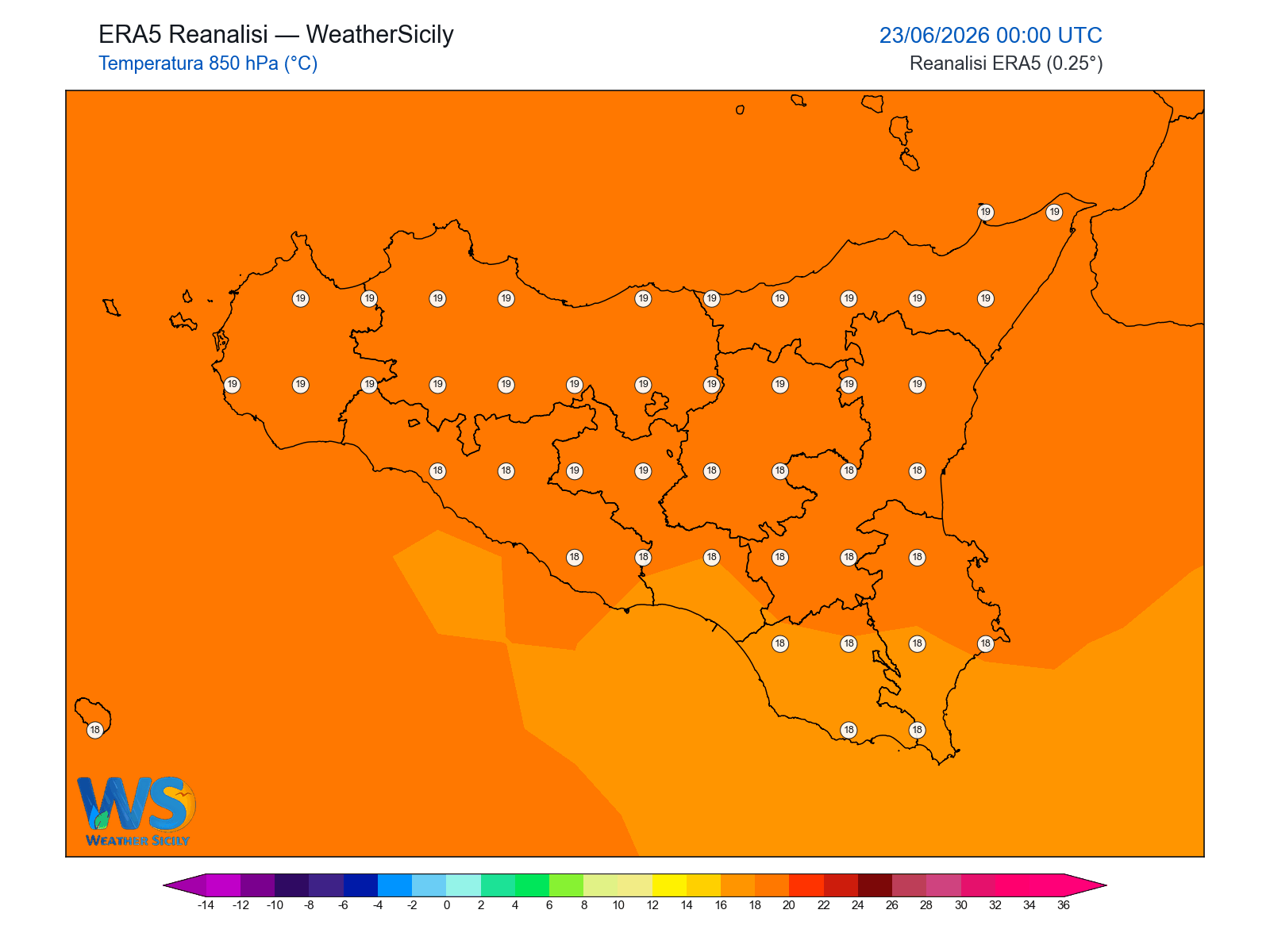 Temperatura a 850 hPa · 2026062300