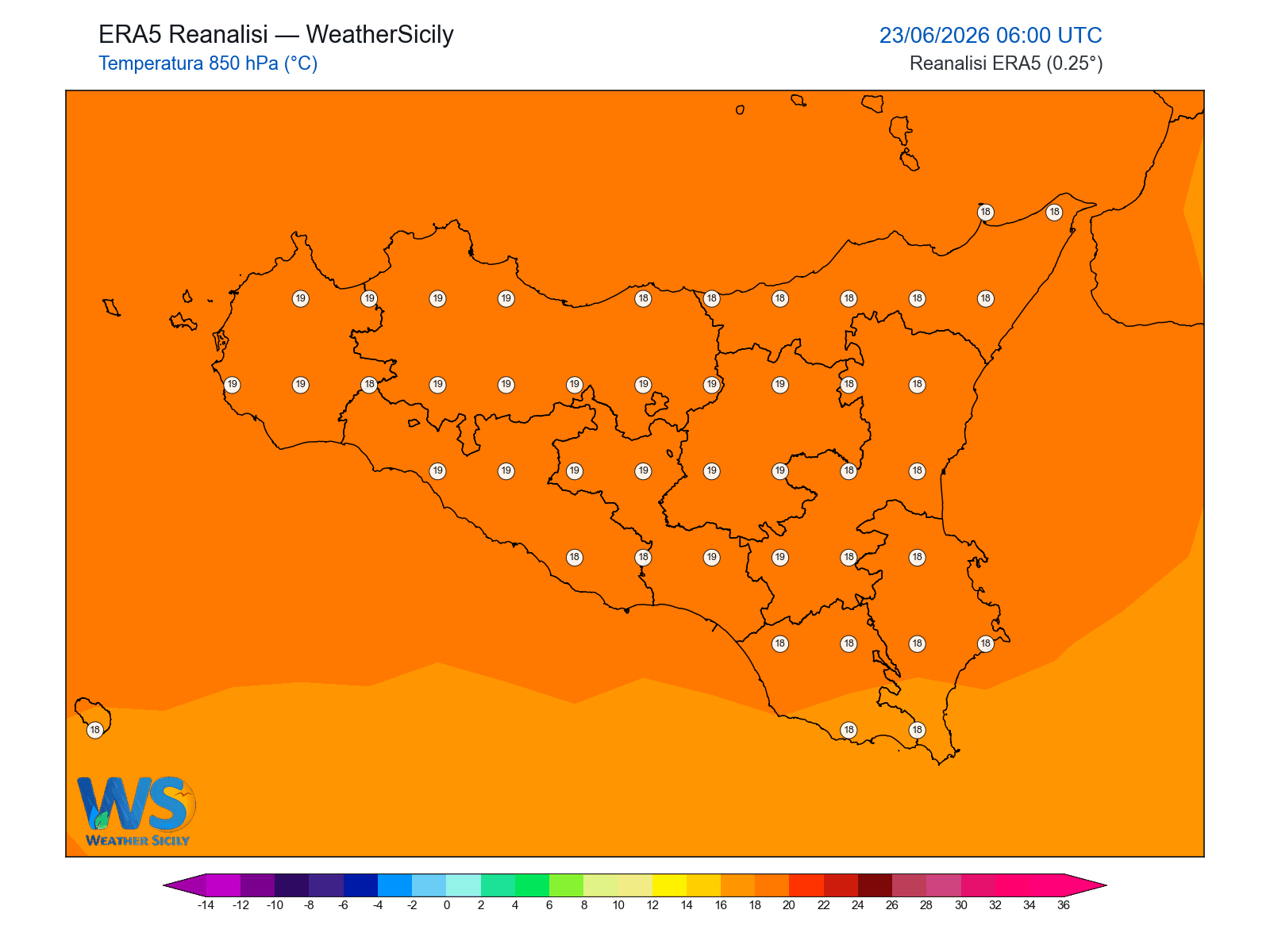Temperatura a 850 hPa · 2026062306