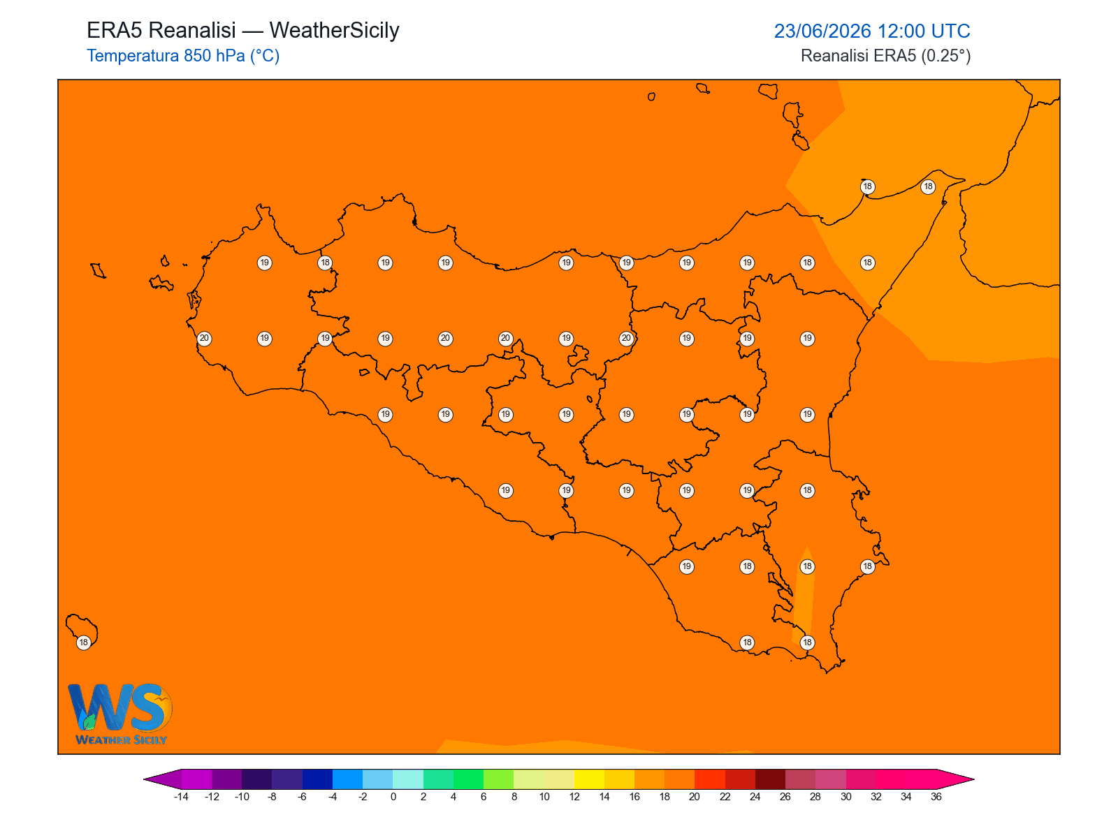 Temperatura a 850 hPa · 2026062312